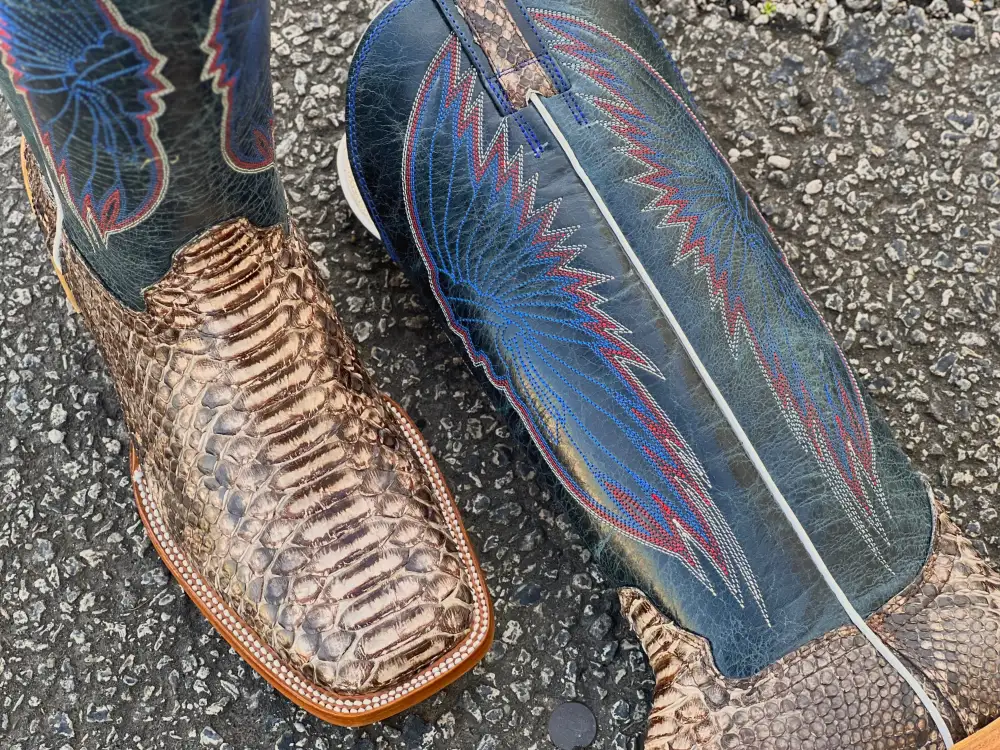 Men’s Genuine Orix Color Python With Dark Blue Shaft