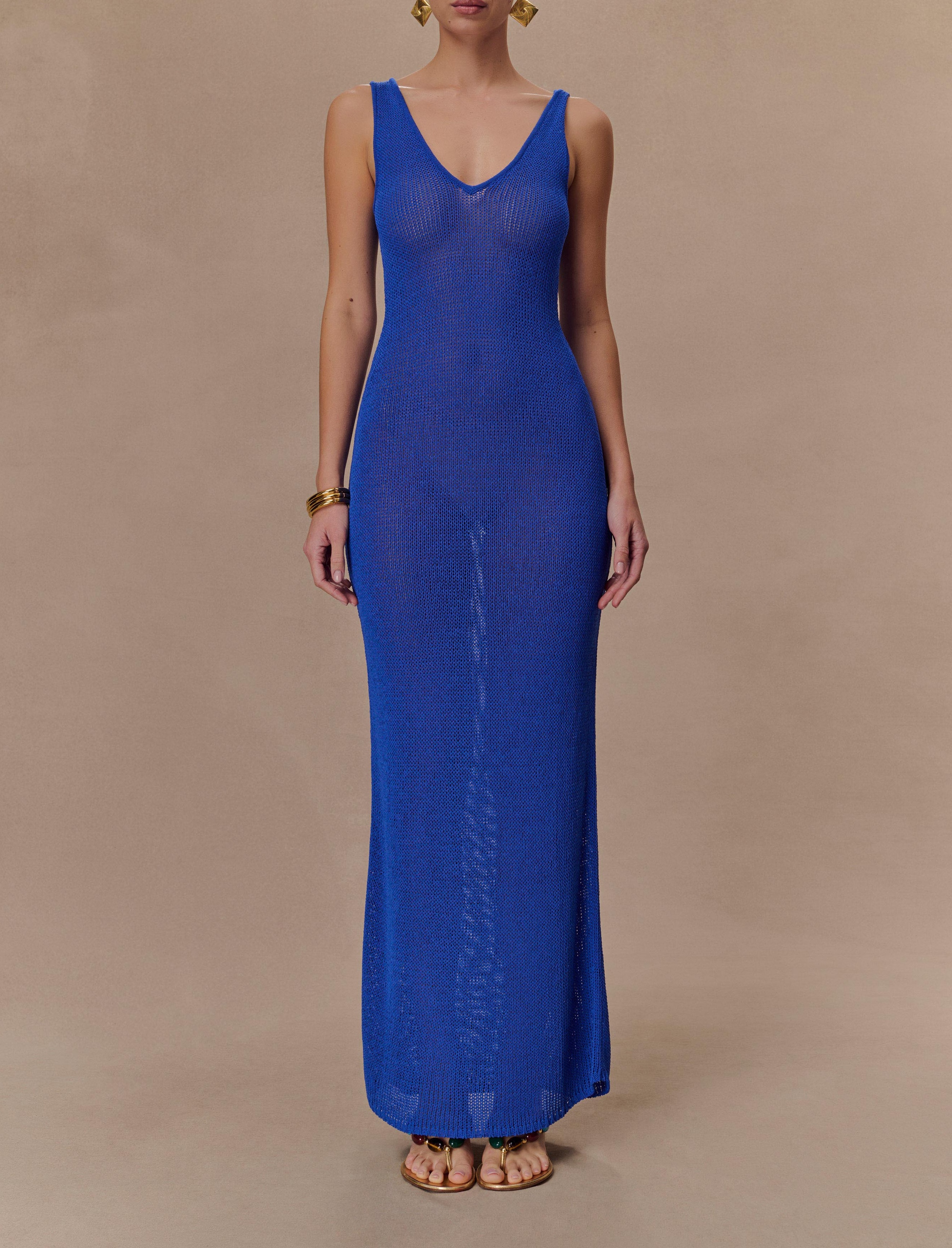 Blue Tape Yarn Knit Maxi Dress