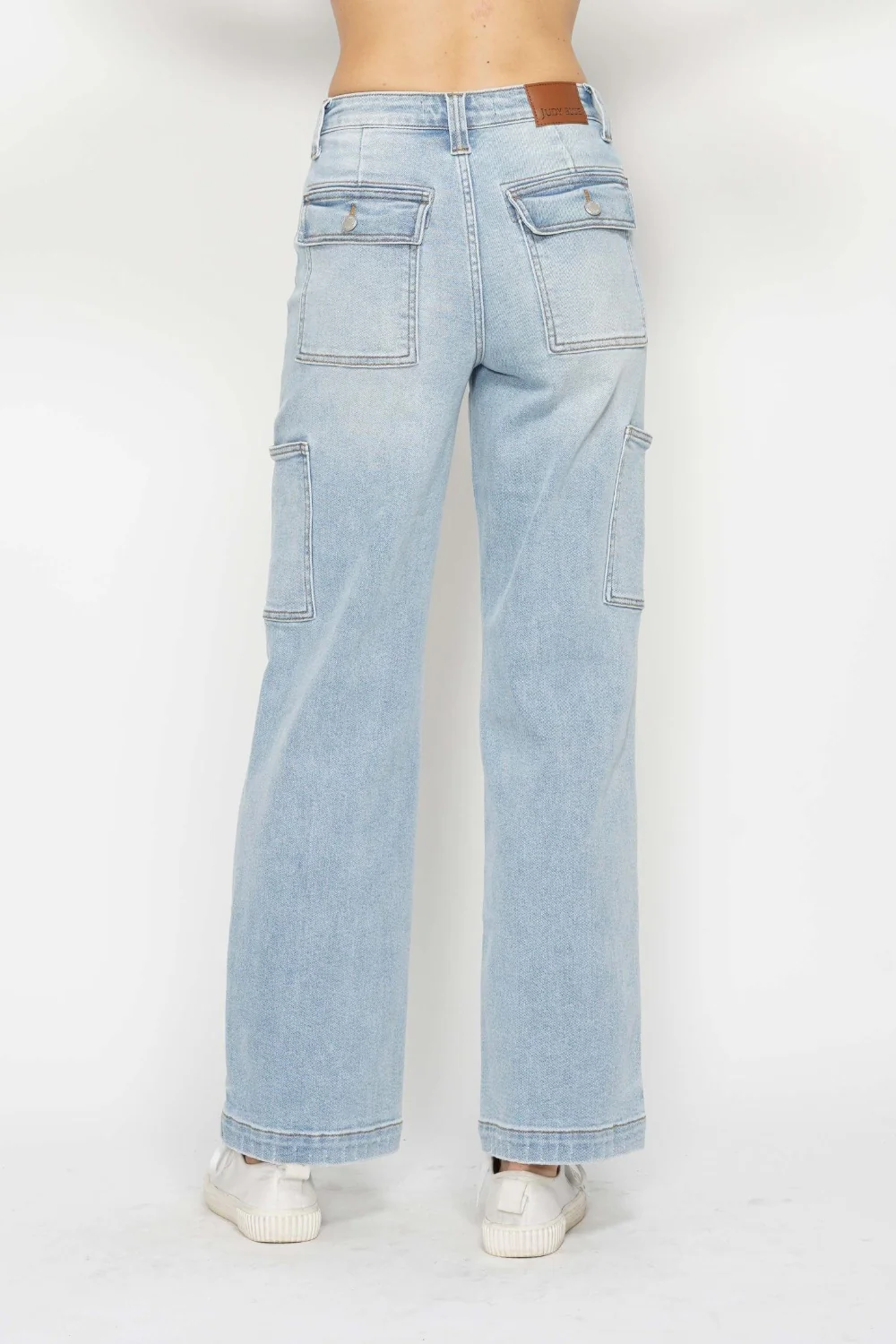 Blue Full Size High Waist Straight Cargo Jeans