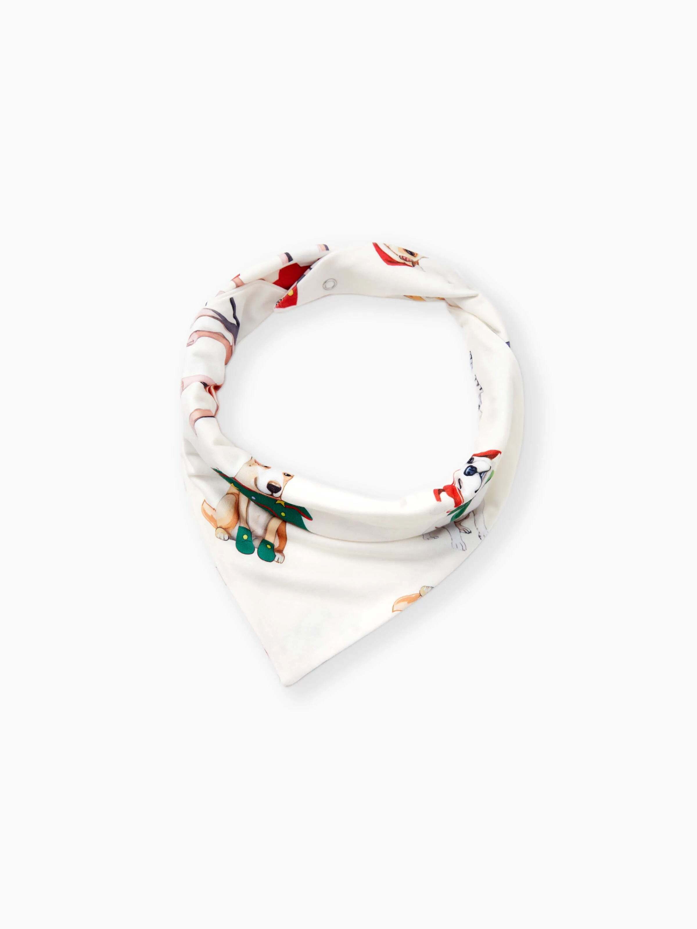 Christmas Pajamas Family Matching Cute Xmas Dog Collared Pajamas Sets with Christmas Socks LightApricot