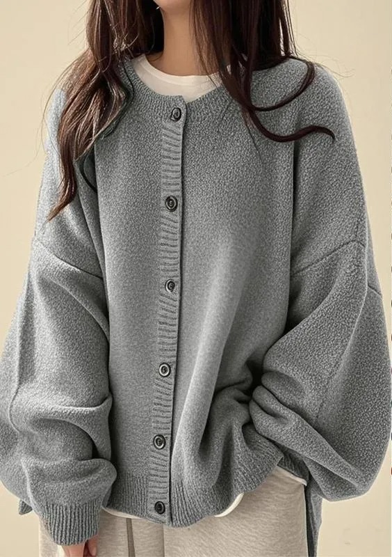 Women's Plain Button Front Knit Cardigan