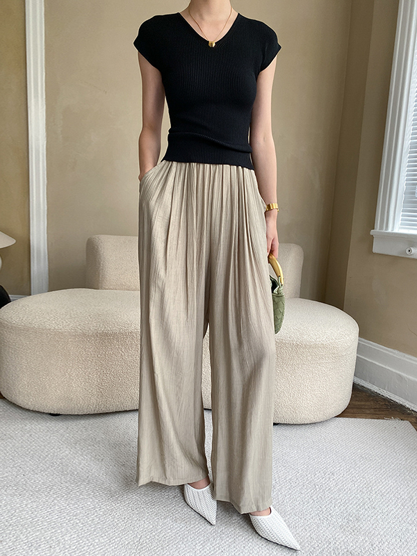 Solid Color Short Sleeves Skinny V-Neck T-Shirts