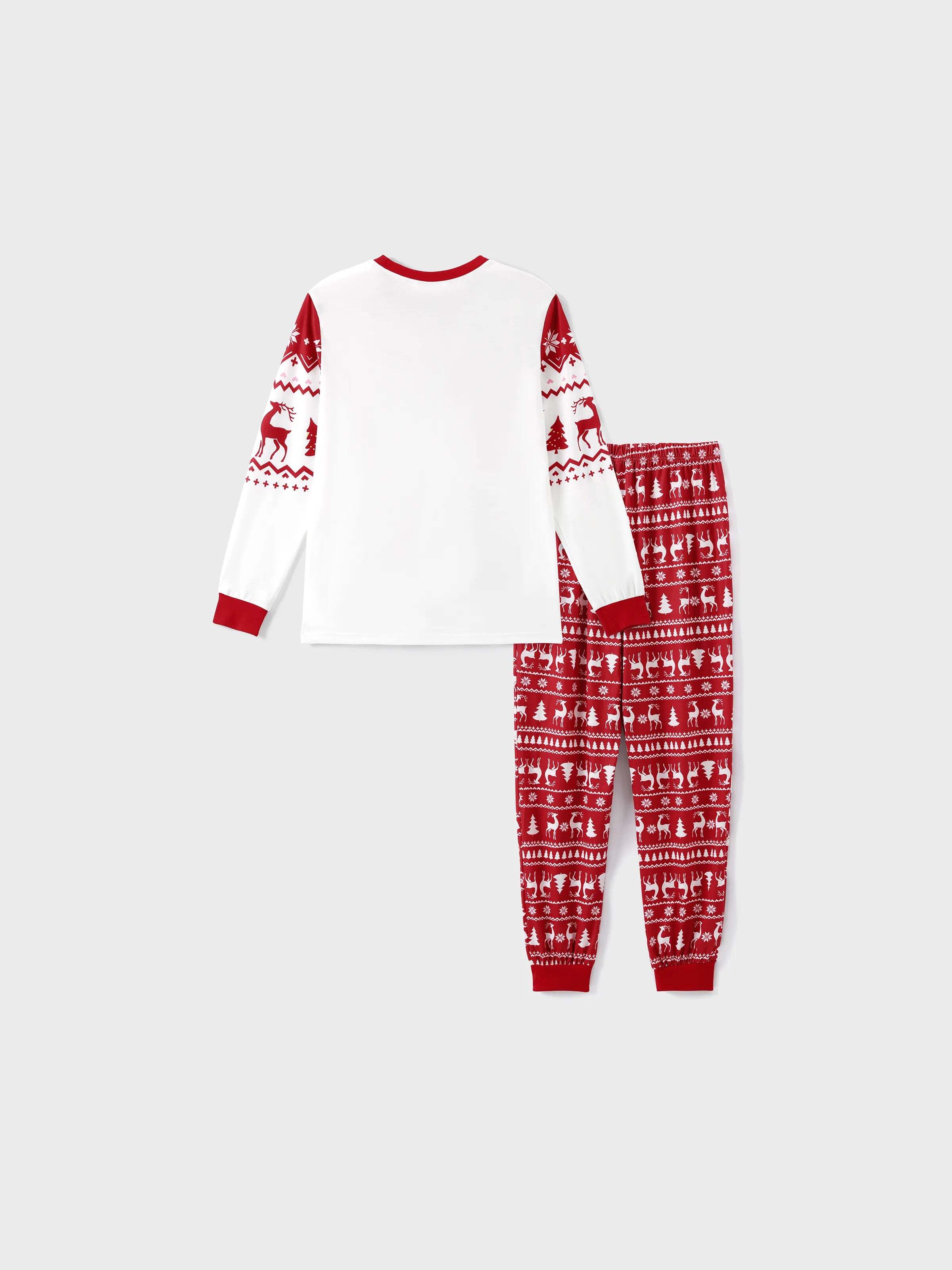 Christmas Reindeer and Snowflake Print Family Matching Pajamas Sets with Christmas Socks Red