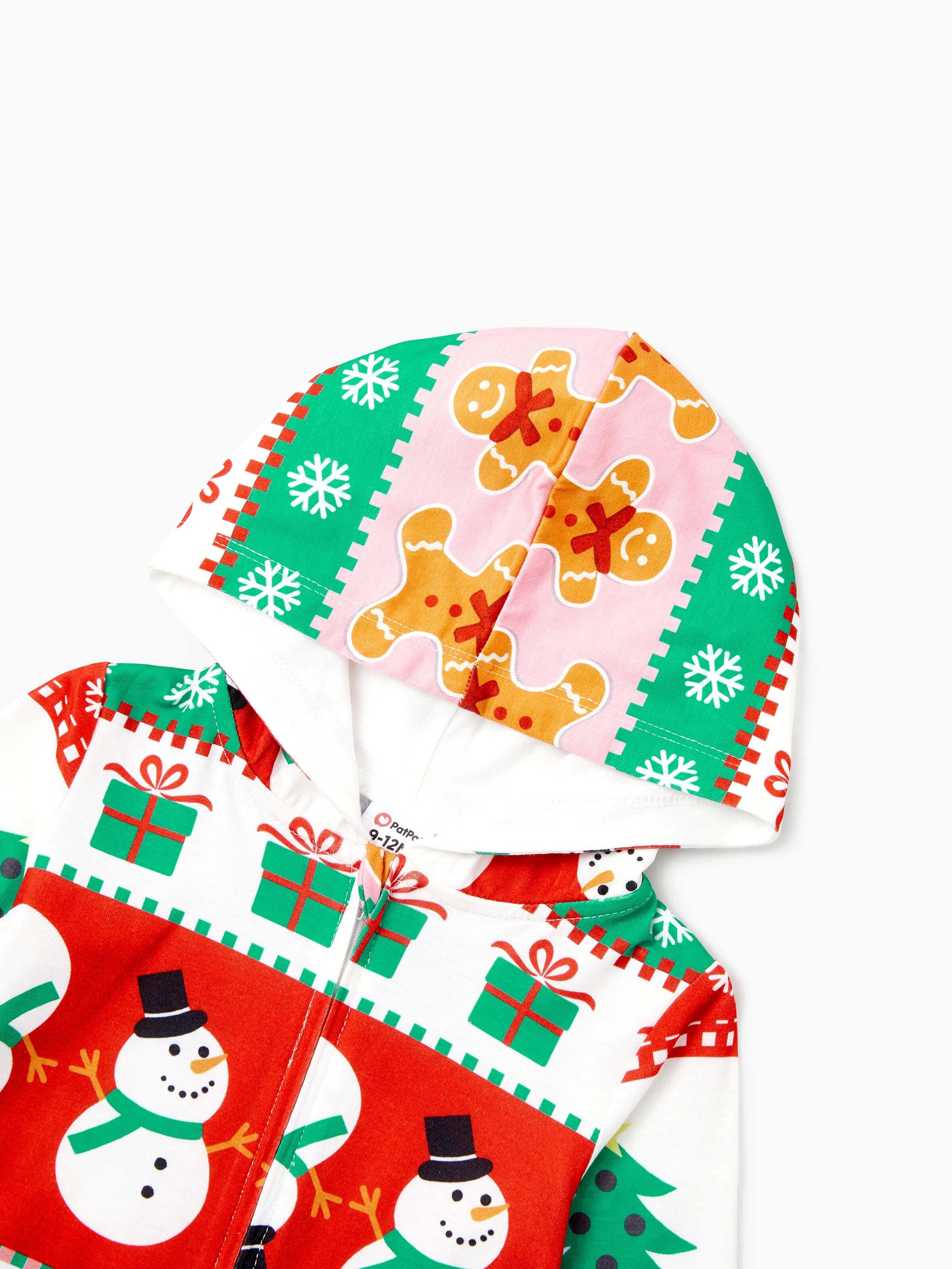 Onesies Pajamas Matching Christmas Outfits Allover Pattern Zipper Front Holly Jolly Print with Christmas Socks Back MultiColour