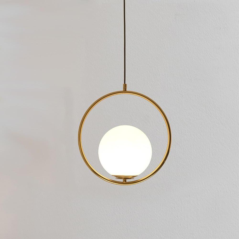 Ring Circle Globe Metal Glass Pendant Light Modern Pendant Lighting