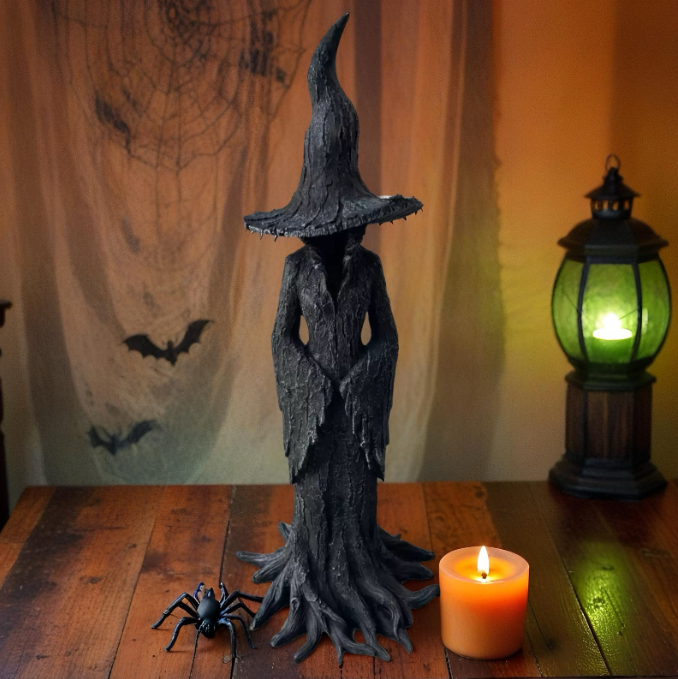 Hand-Painted Enchanting Witch Statue: The Guardian of Your Home