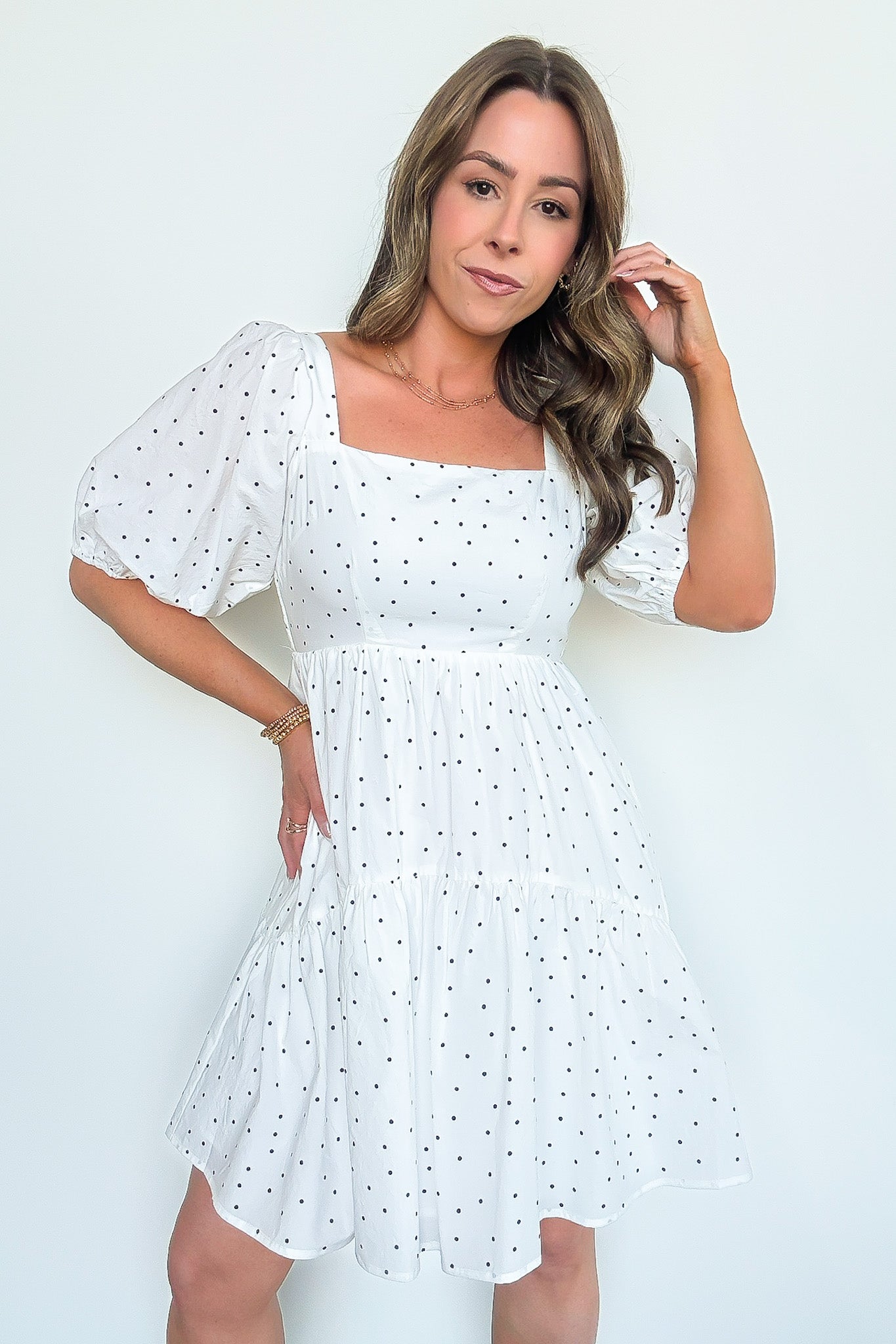 Square Neck Dot Dress