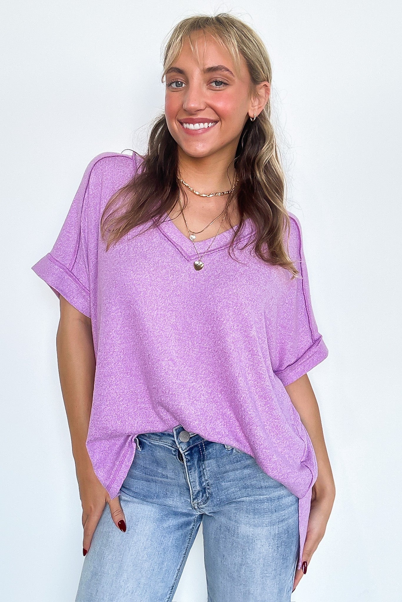 Sunday Morning V-Neck Hacci Knit Tee