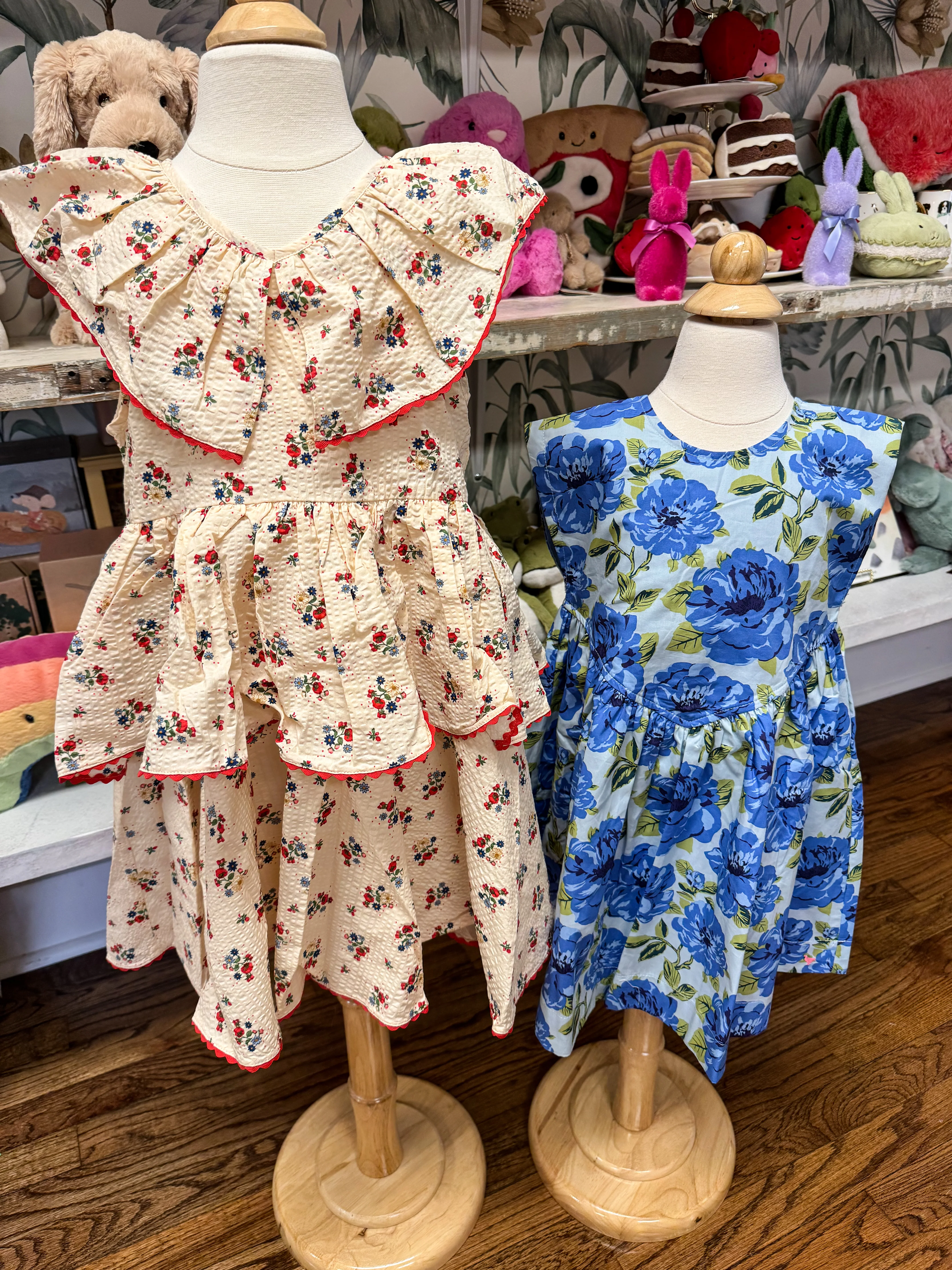 Gracie Dress Blue Peonies