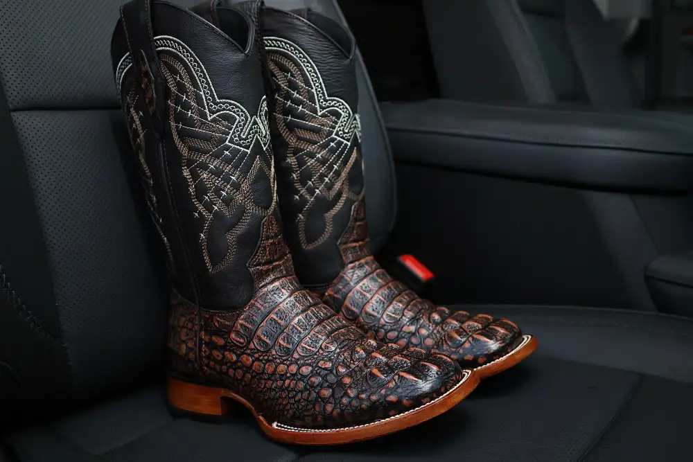 Men’s Copper Caiman Neck Leather Boots-Square Toe