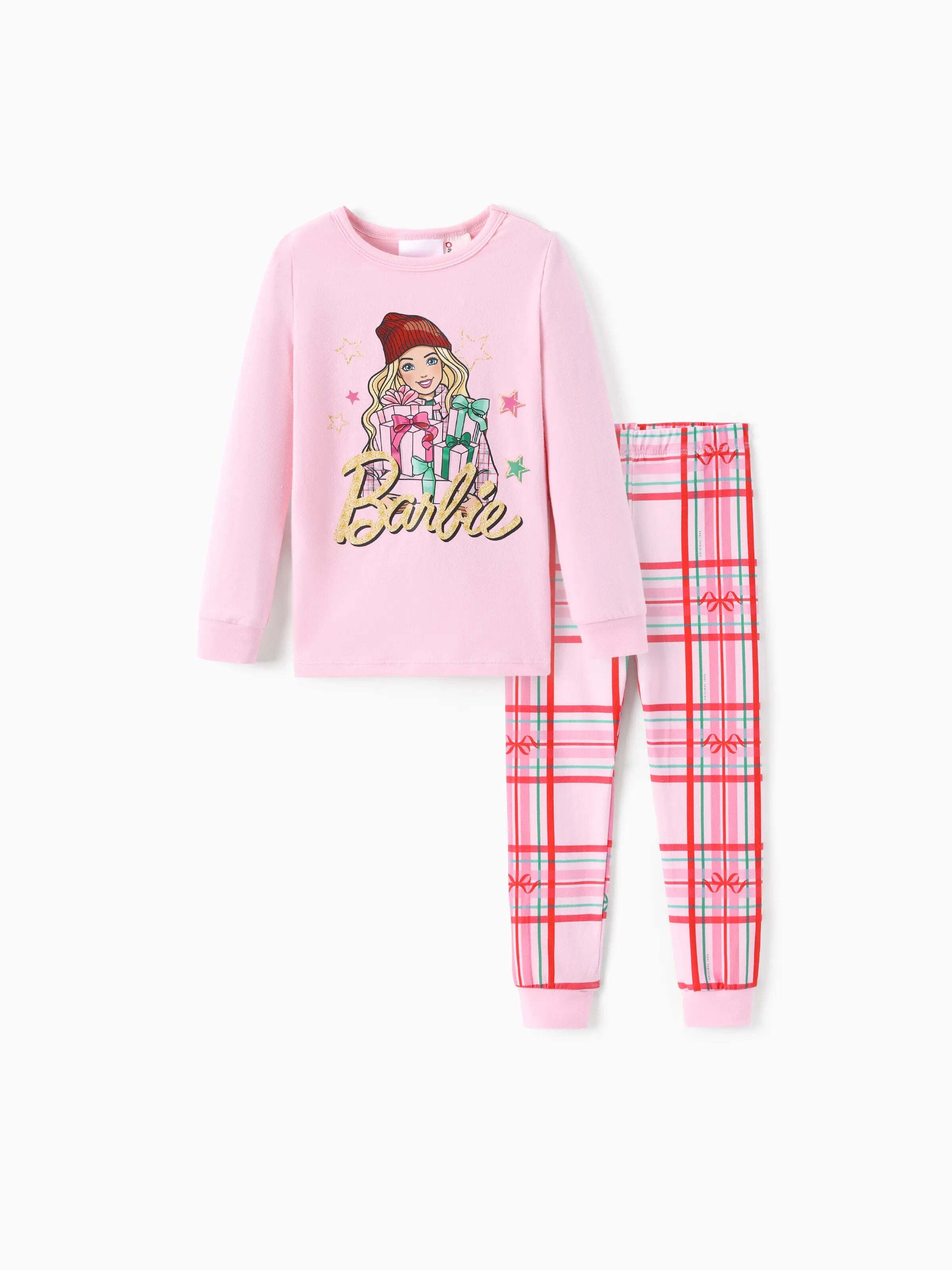 Barbie Christmas Mommy and Organic Cotton Snug-fitting Pajamas Set Pink
