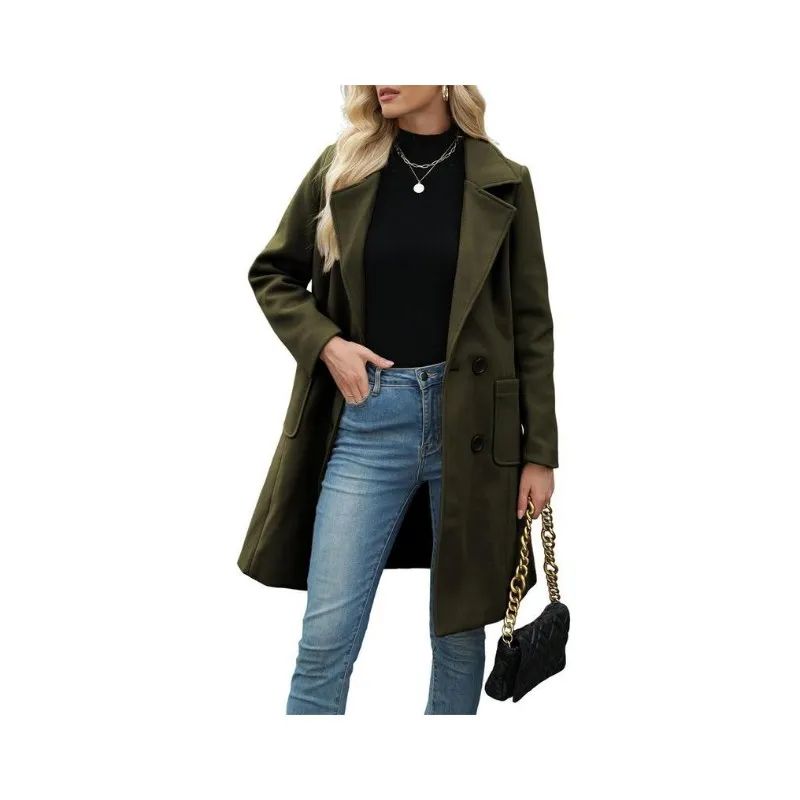 Tynelle Ladies' 8-Color Wool-Blend Mid-Length Lapel Coat