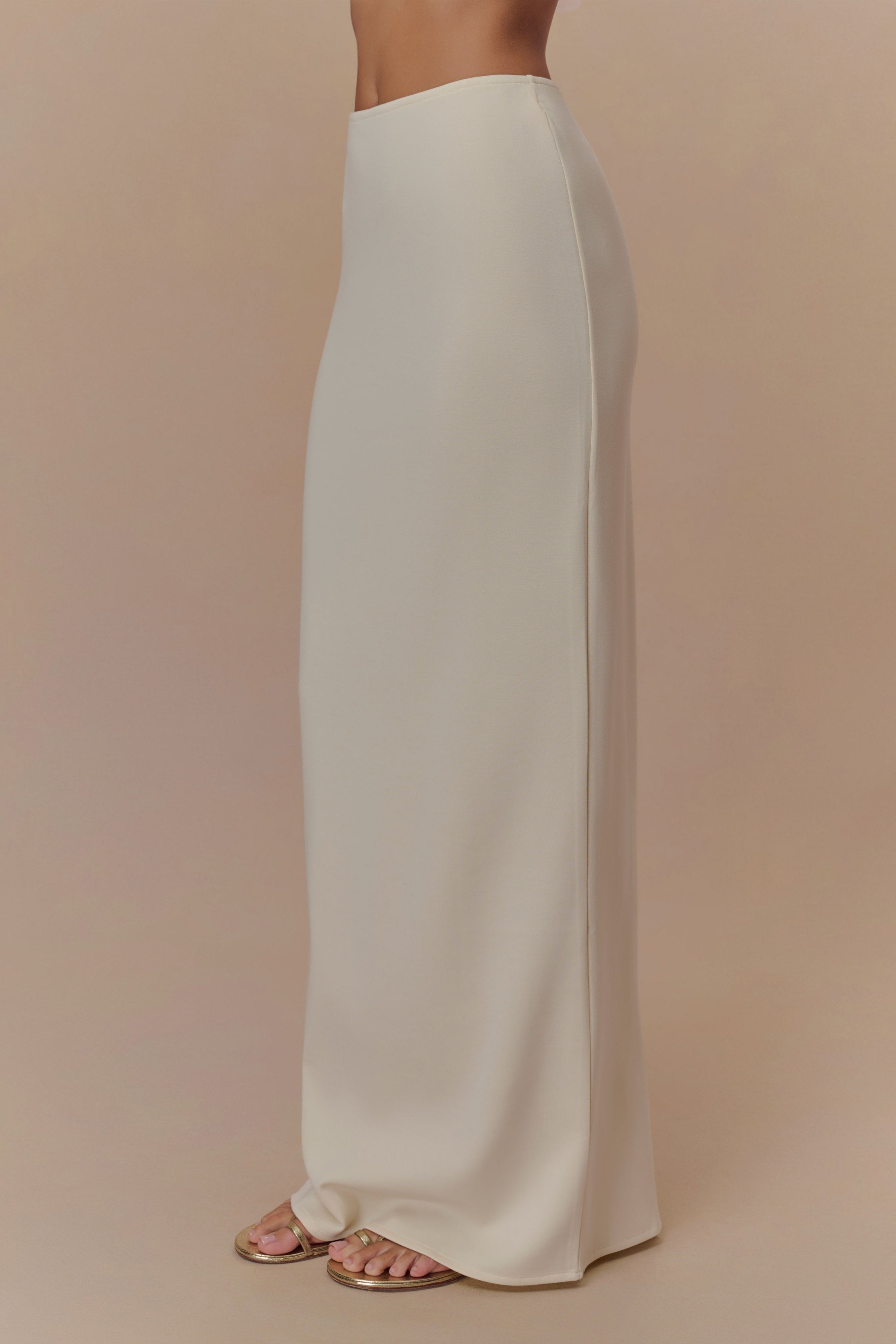 Ivory Scuba Jersey Maxi Skirt