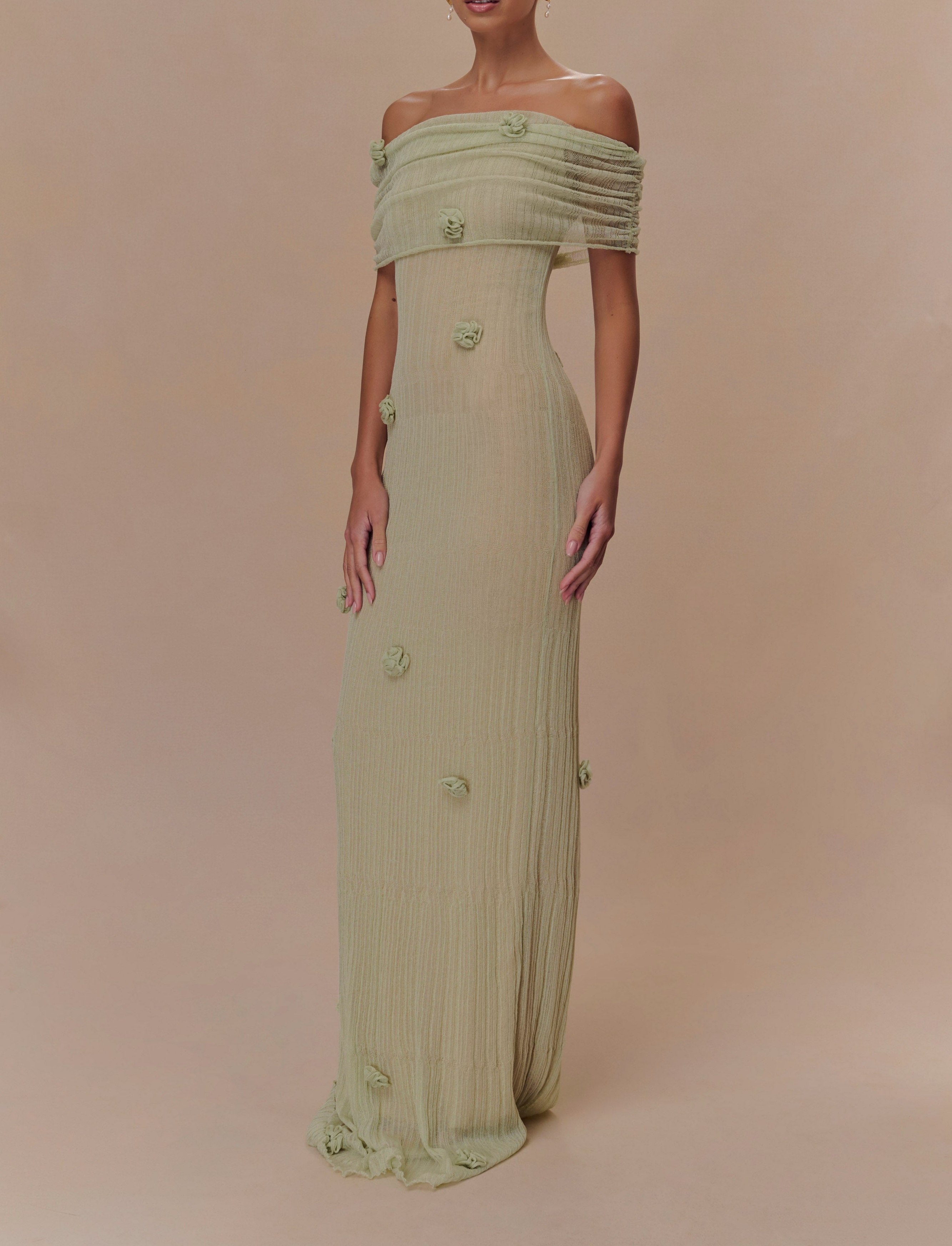 Green Orchid Knit Maxi Dress