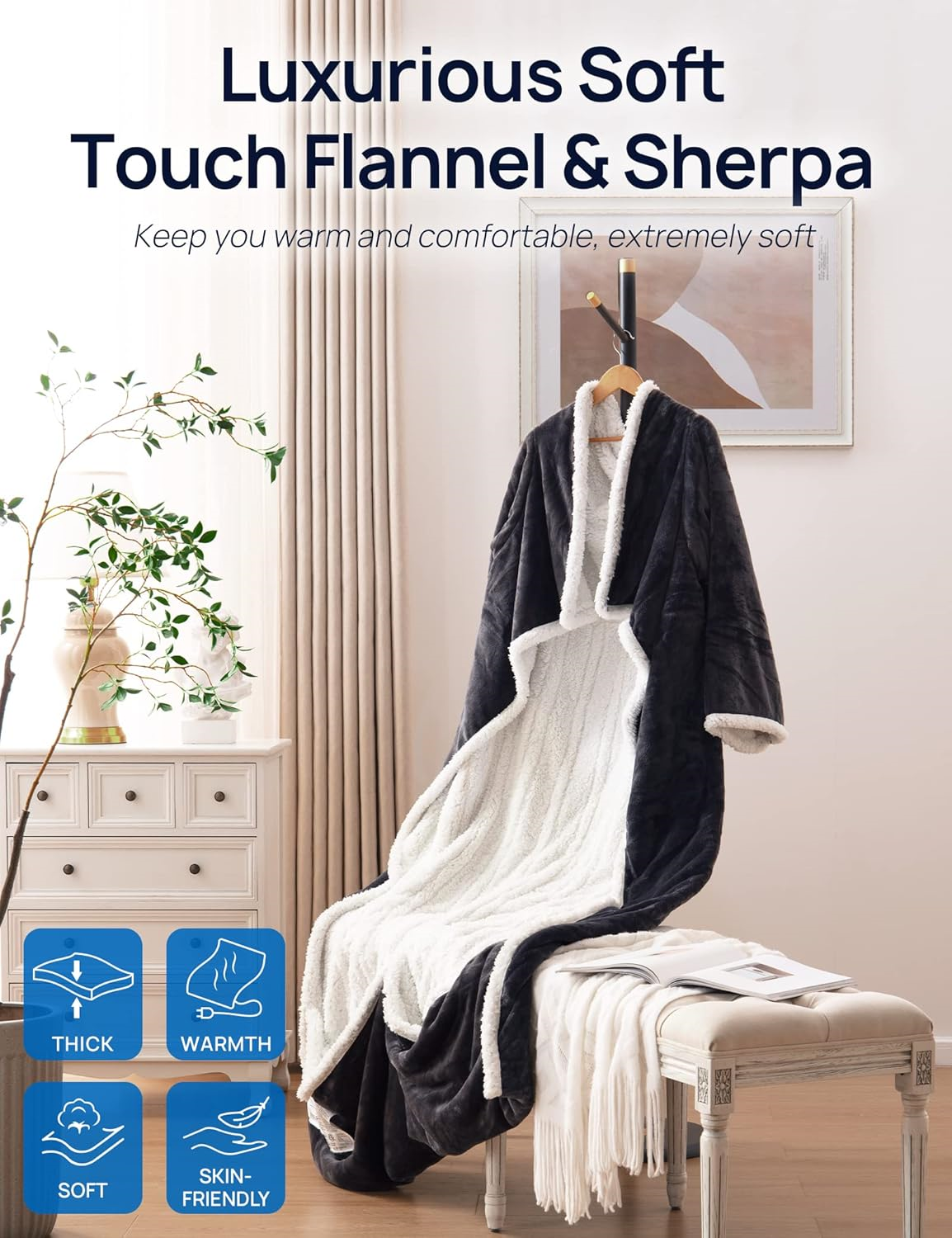 🎁CHRISTMAS PROMOTION-Wearable Electric Clothing With Sleeve And Foot Pockets 6 Heating Levels And Long Heating Times