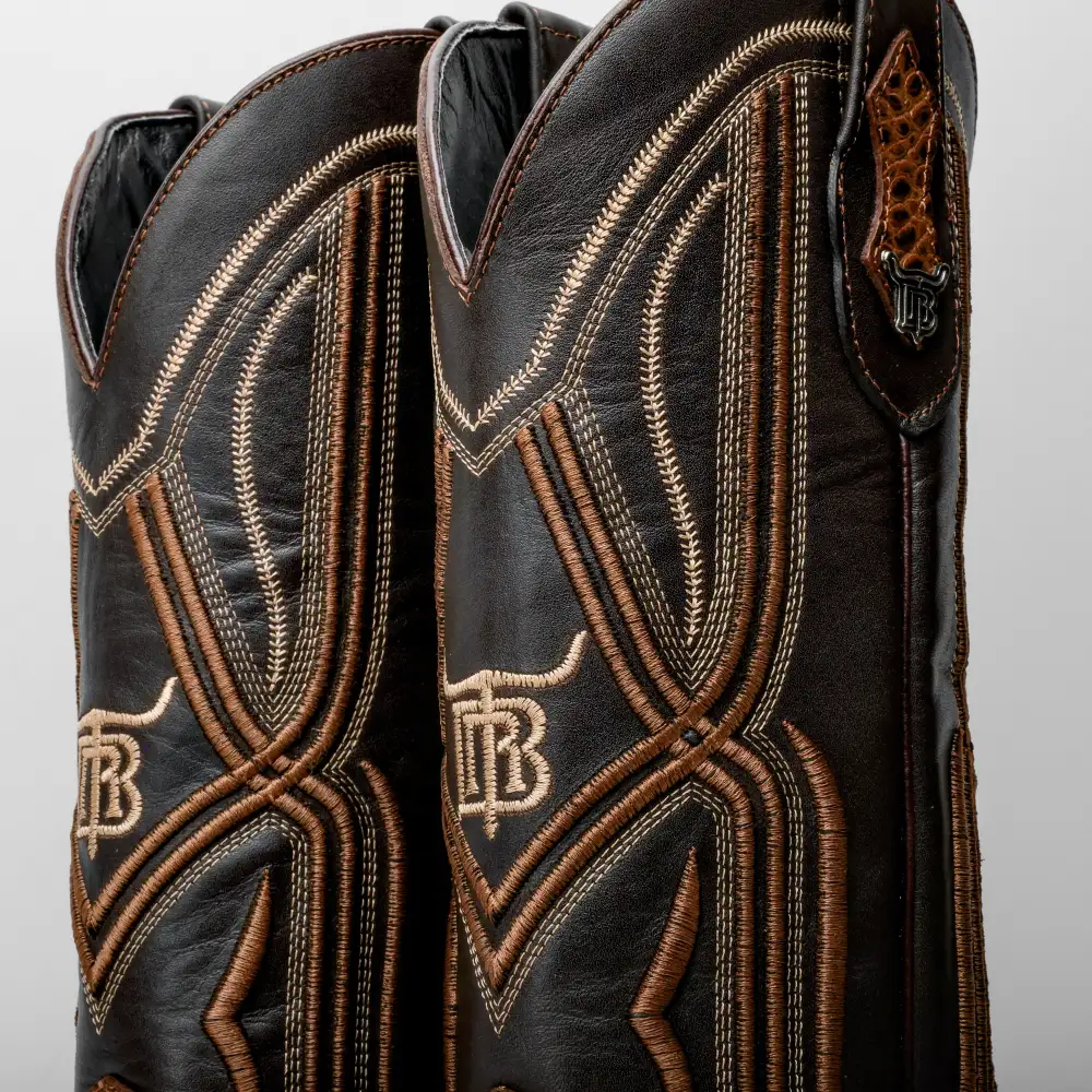 Honey Caiman Hornback Leather Boots - Square Toe