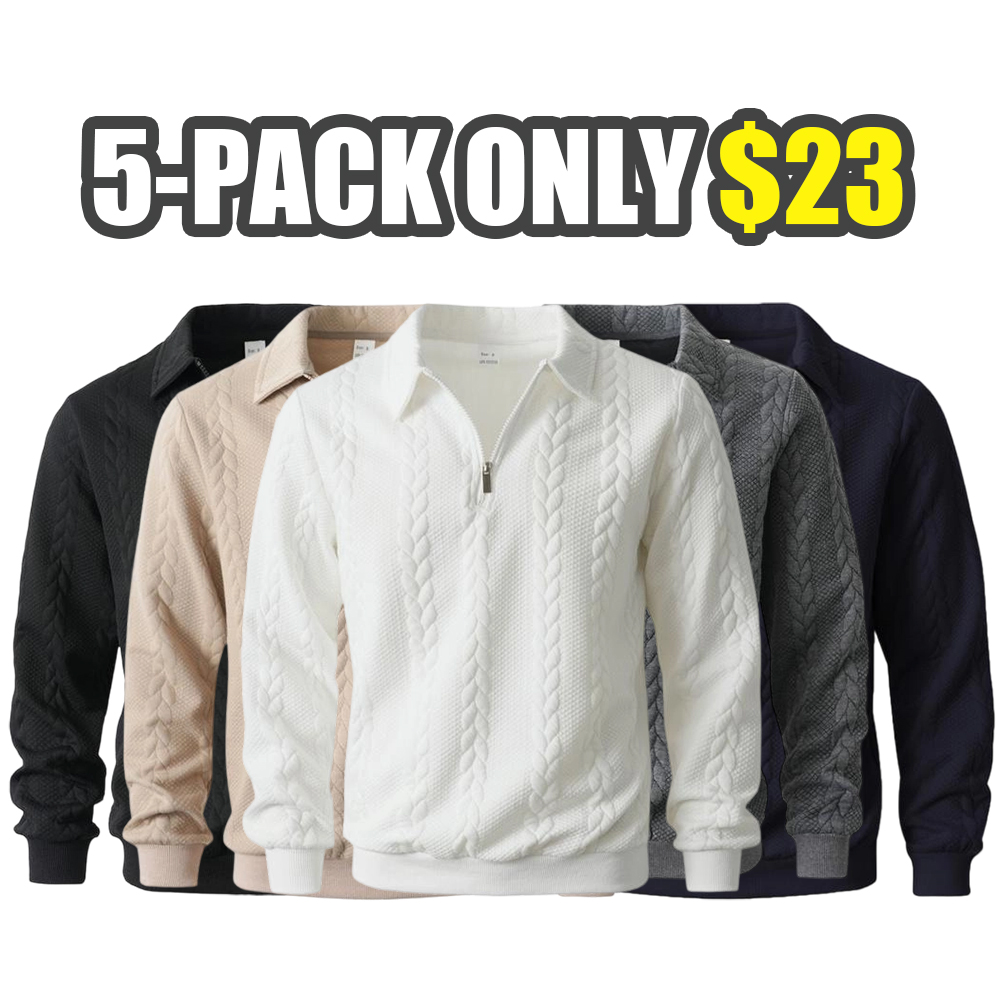 Men's Fall Winter Outfits Knitted Polo Neck Long Sleeve Sweatshirt for Daliy Wear