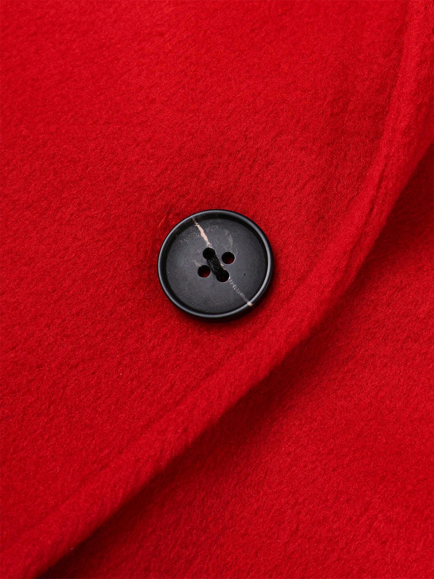 Women's Winter Wool Coat Single-Breasted Pea Coat Casual Long Lapel Work Office Overcoat