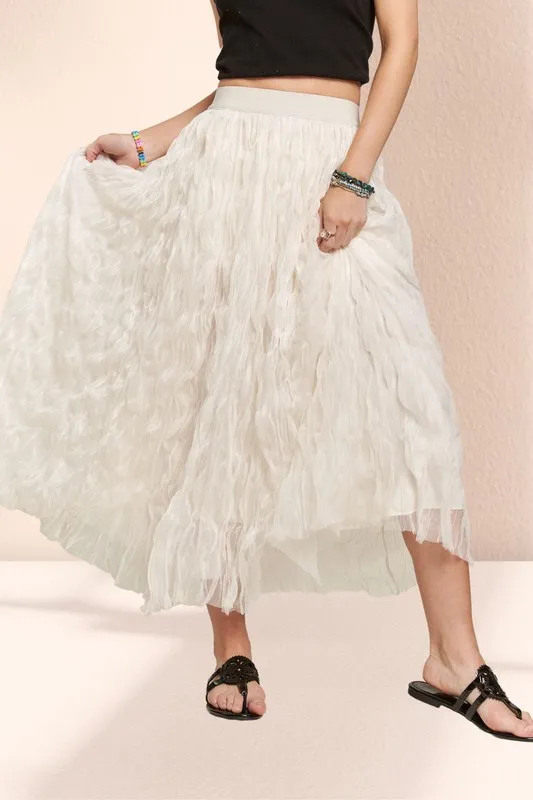 Elastic Waist Cloud Fluffy Maxi Skirt