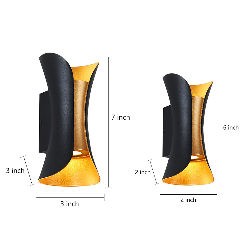 Curved LED Up and Down Lighting Waterproof Modern Outdoor Wall Lights