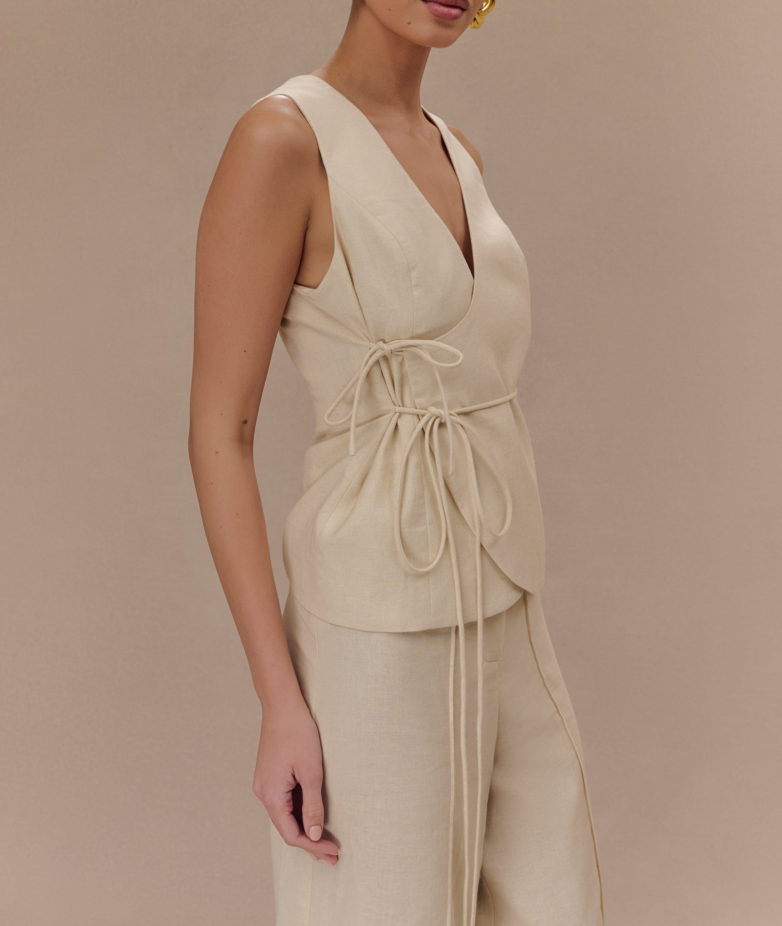 Marle Linen Sleeveless Wrap Top