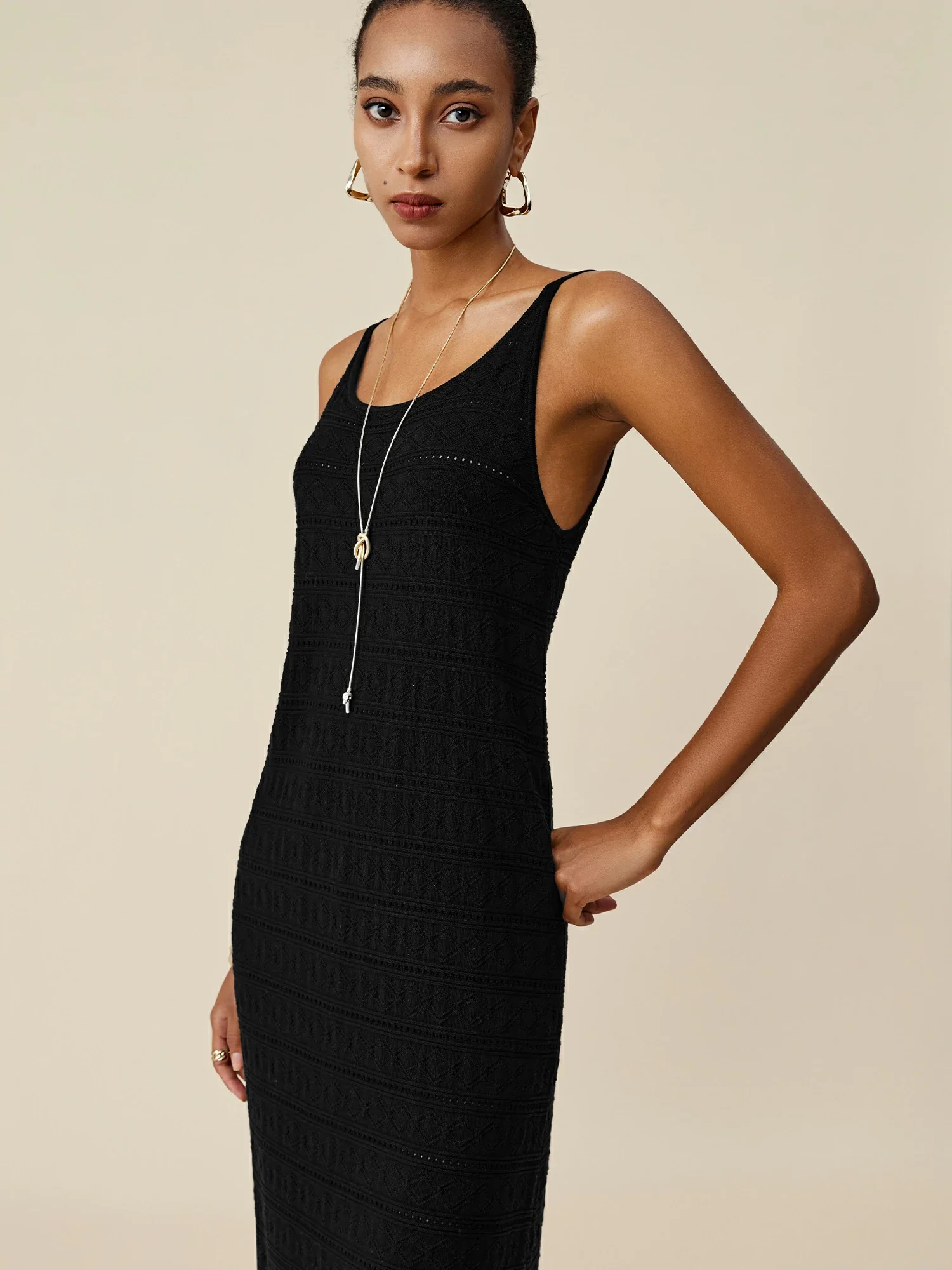 100% Lyocell Round Neck Camisole Knitted Dress