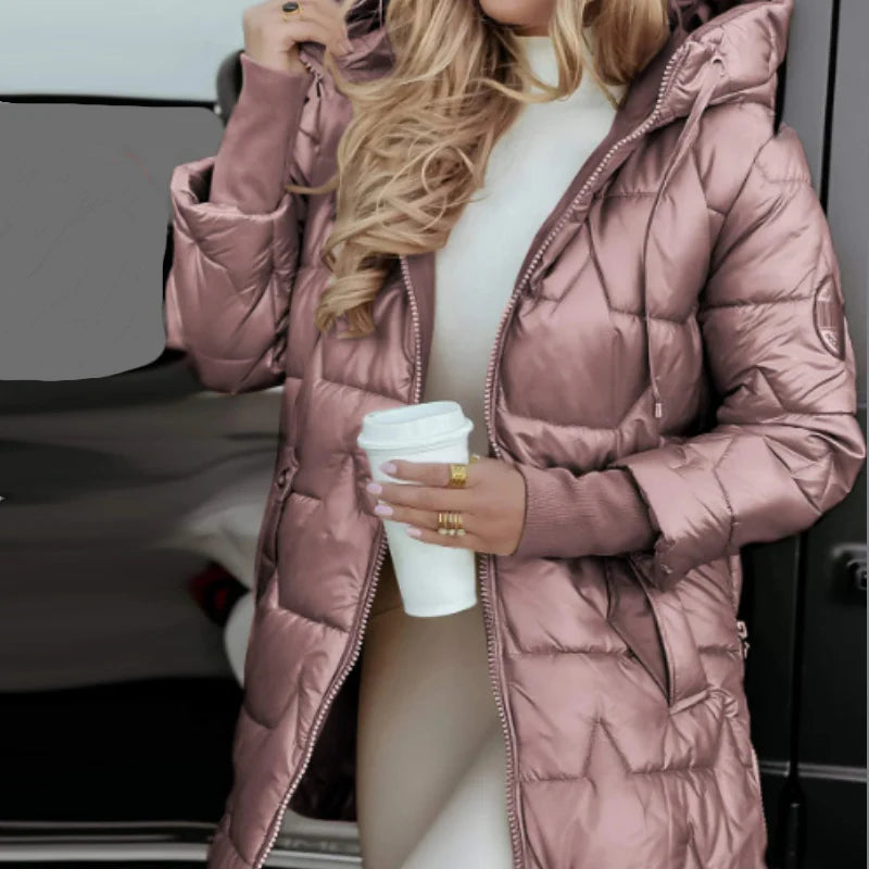 Women's Winter Warm Hooded Coat in Mid-Length
