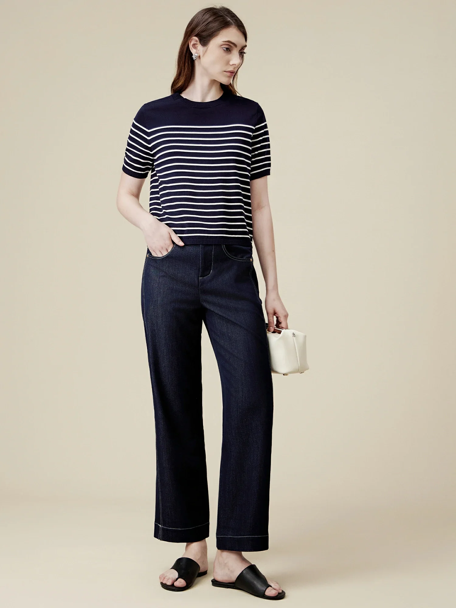 Lyocell Striped Patchwork Sweater Top