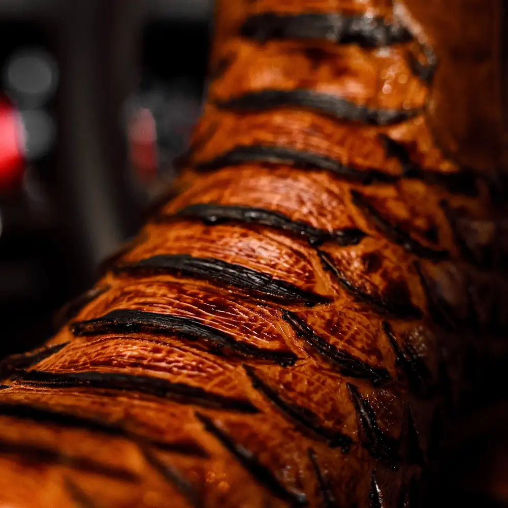 Honey Cognac Python Leather Boots - Square Toe