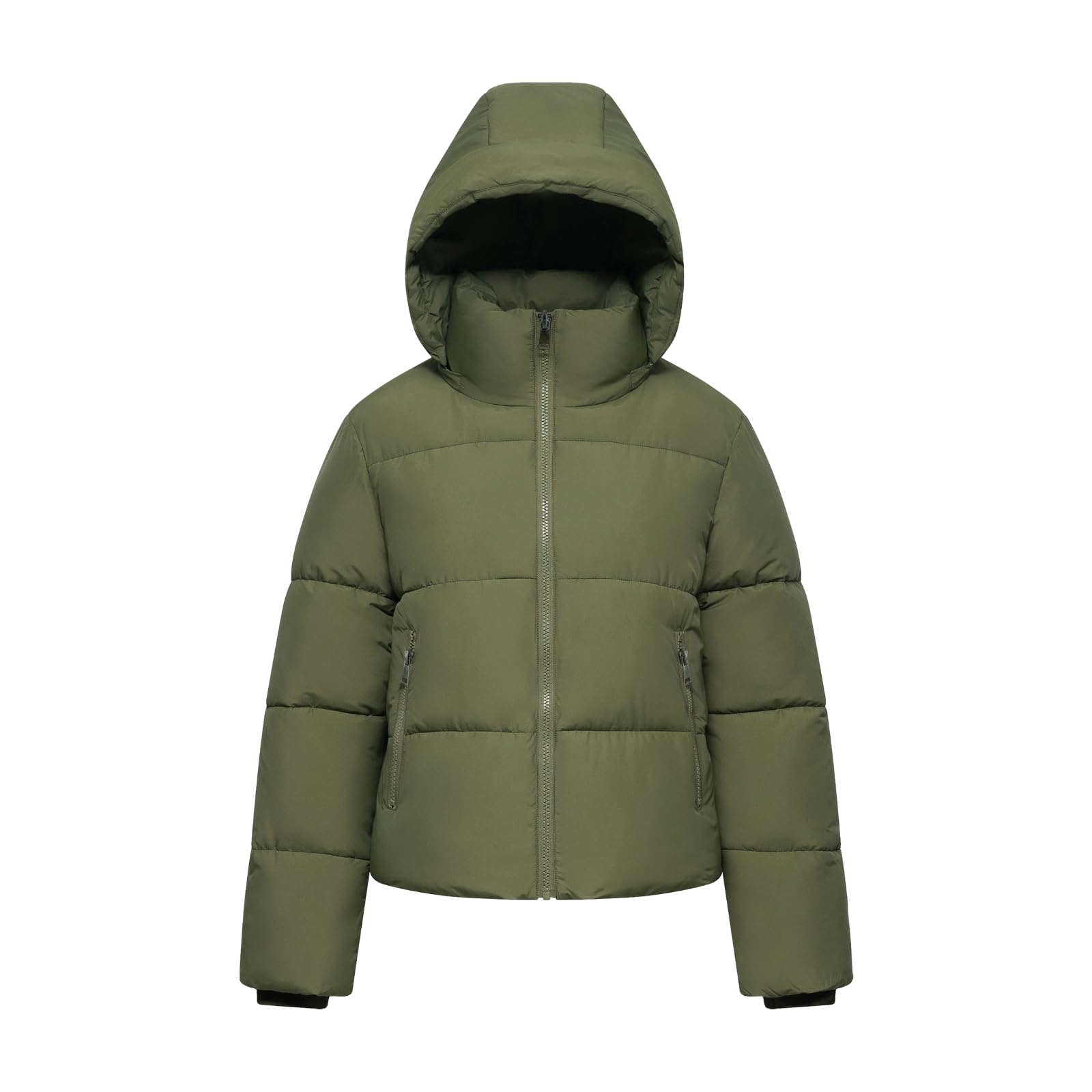 WarmCore Premium Short Puffer Jackets with Removable Hood & Optional Faux Fur Linging, Lady Casual Outerwear Longsleeves Zip Pockets Warm Quilted Coat