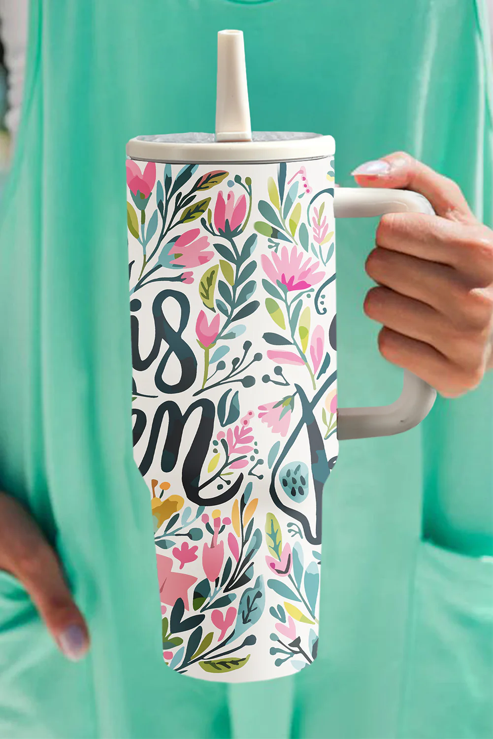 White He Is Risen Flower Print Stainless Steel Tumbler 40oz