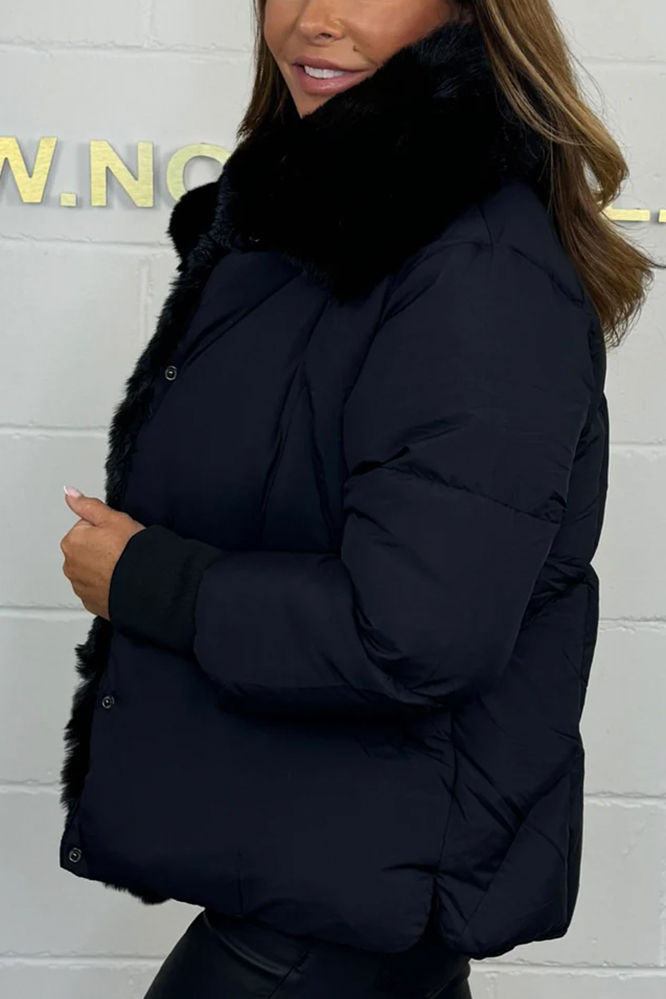 Faux Fur Collar Puffer Coat