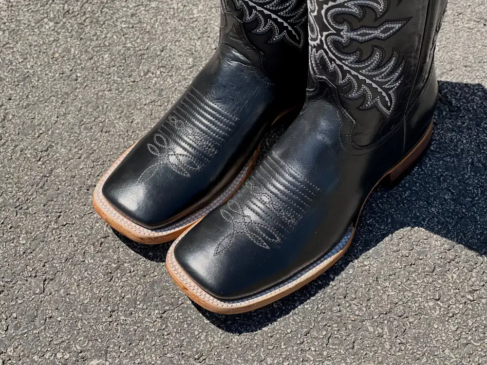 Men’s Black Pull Up Leather Boots With Black Shaft
