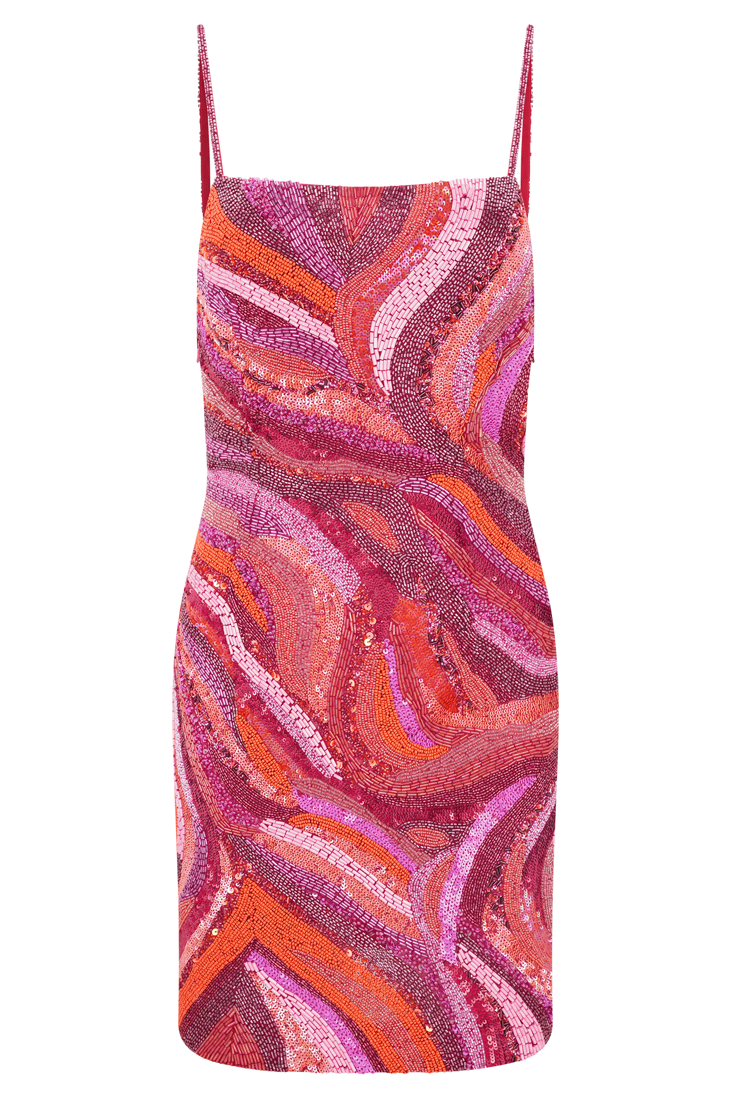 Print Hand Beaded Mini Dress