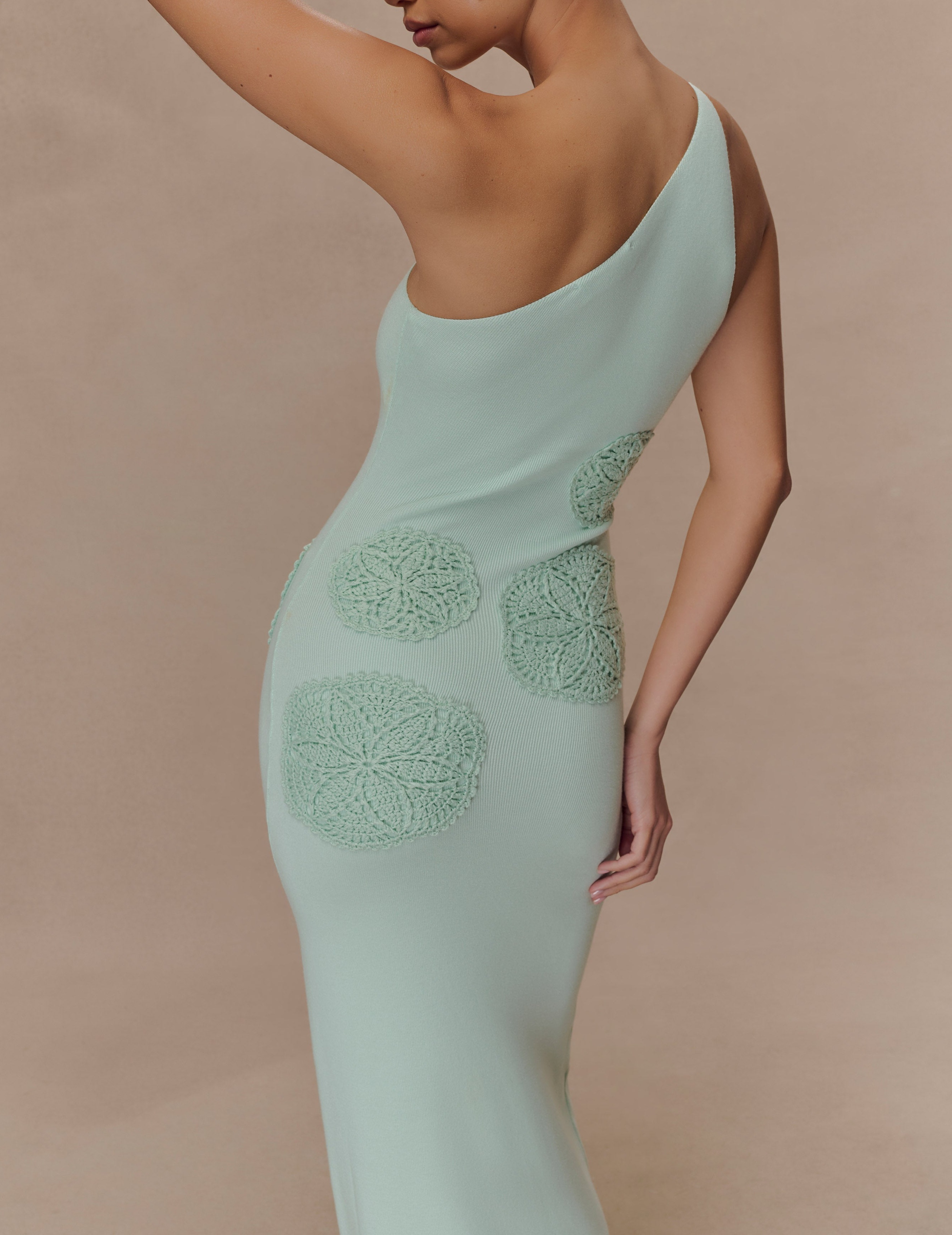 Aqua Crochet Knit Maxi Dress