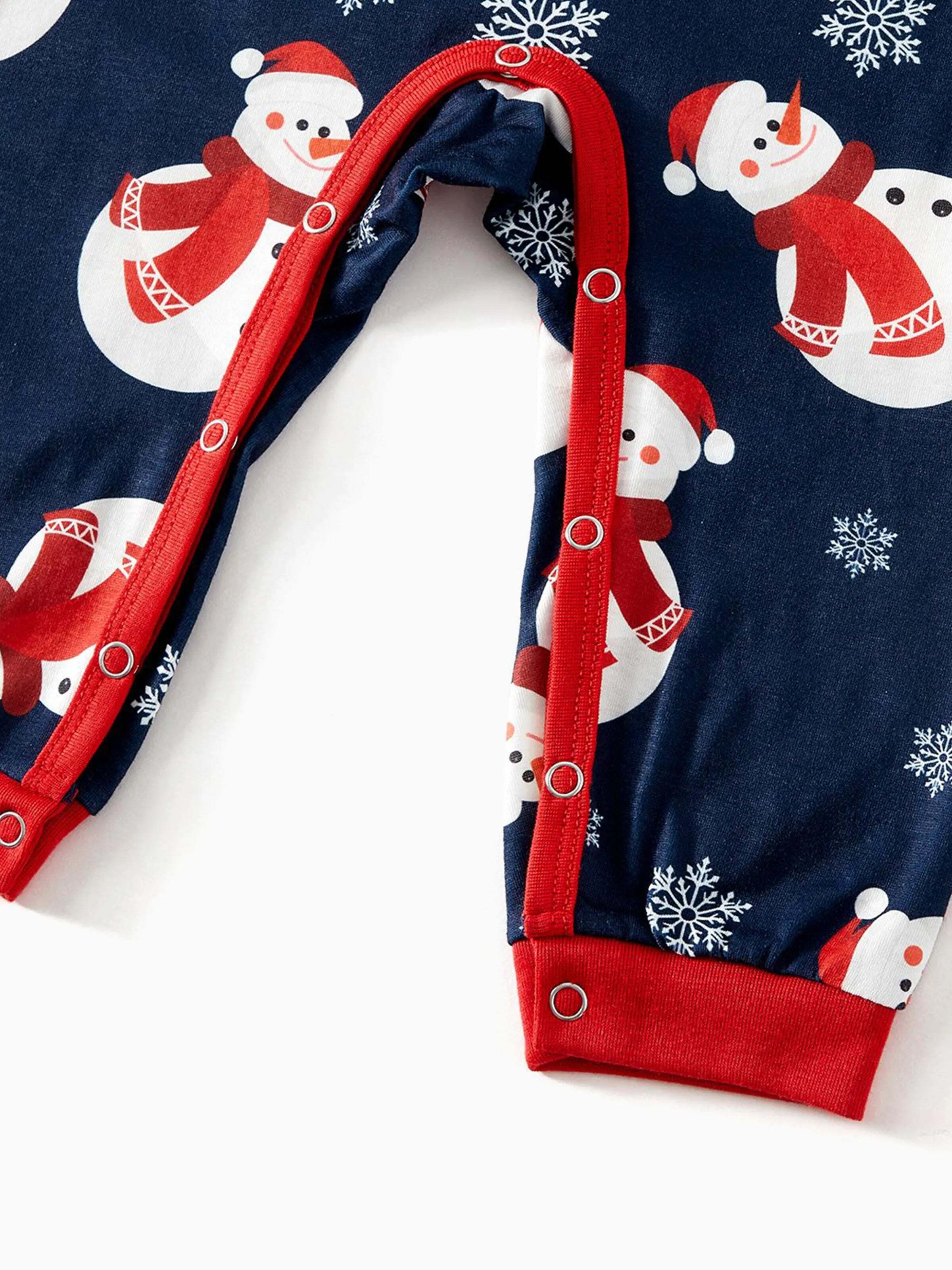 Christmas Snowman & Letter Print Family Matching Raglan-sleeve Pajamas Sets with Christmas Socks ColorBlock