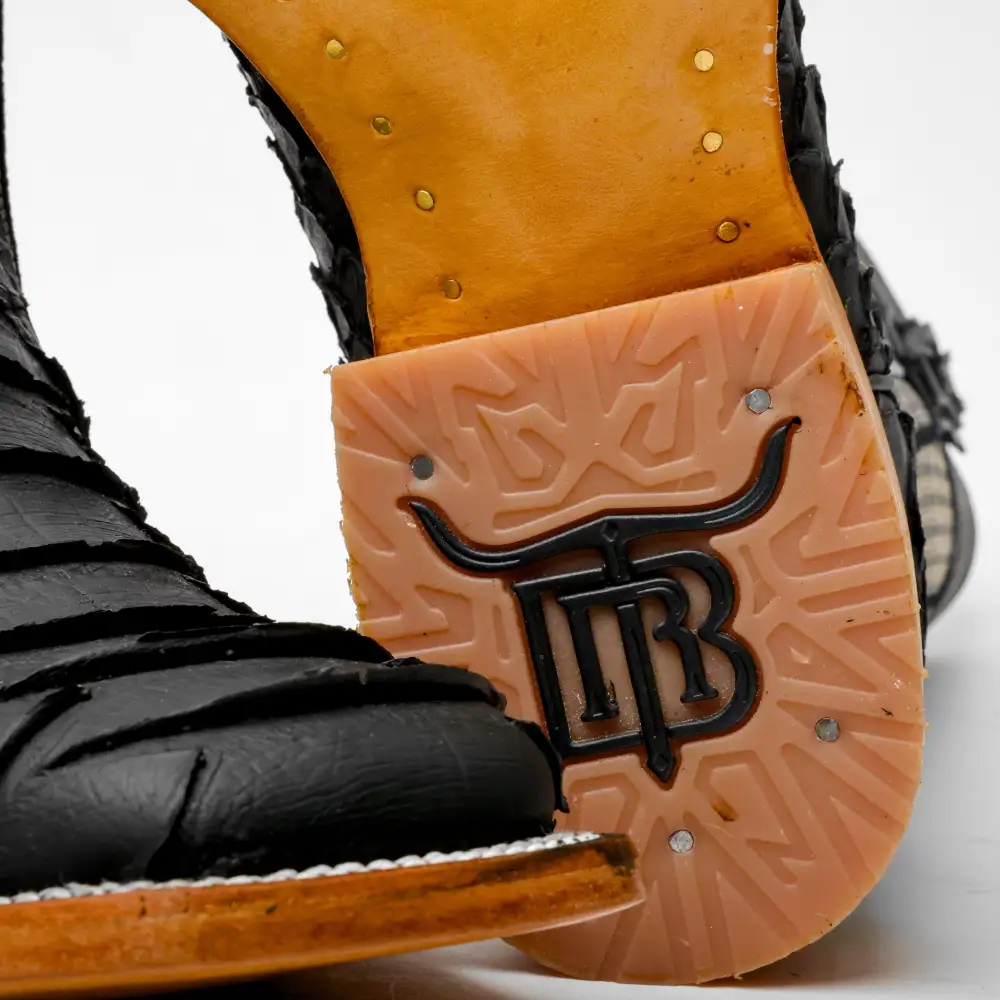 Matte Black Jumbo Python Leather Boots - Square Toe