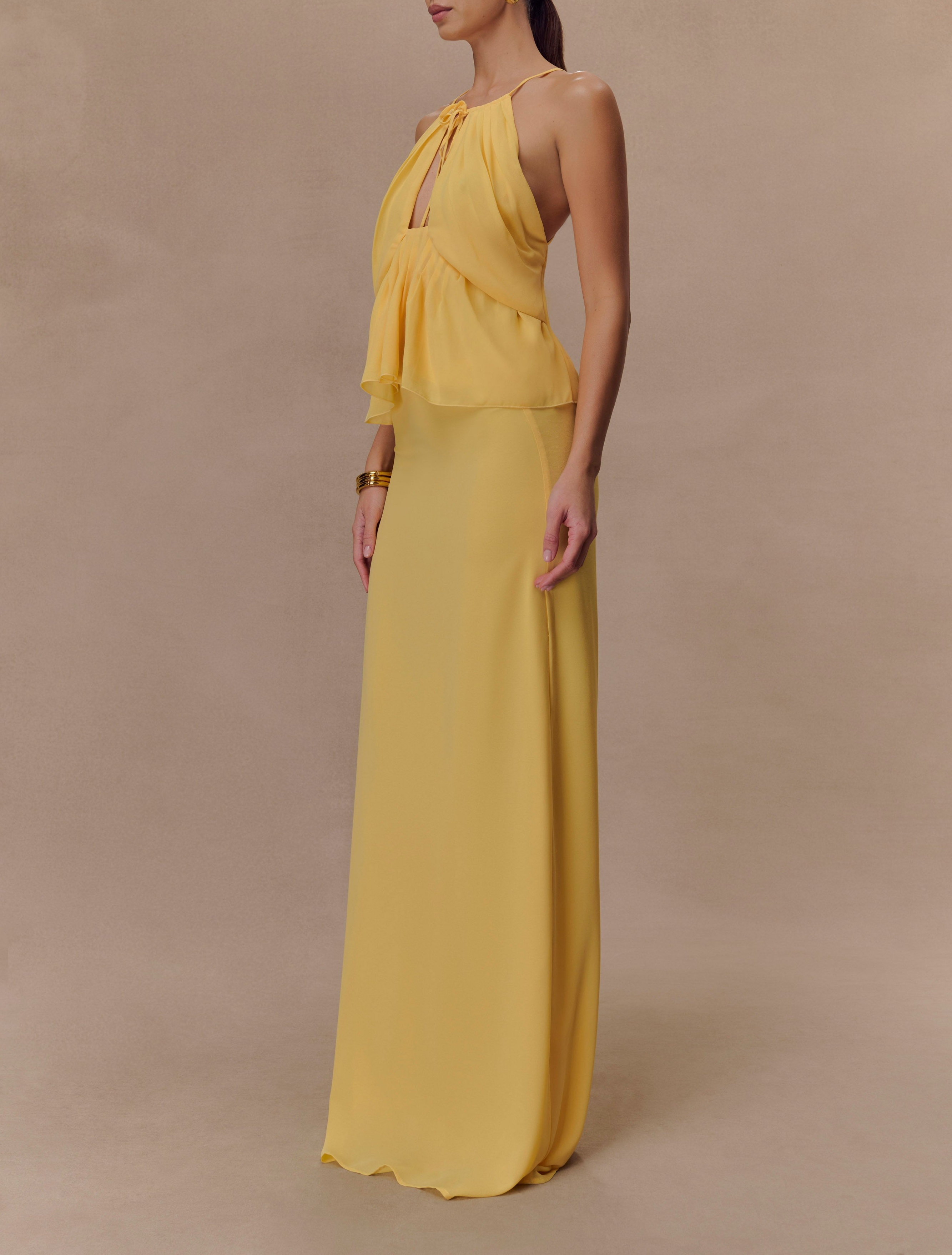 Butterscotch Chiffon Maxi Skirt