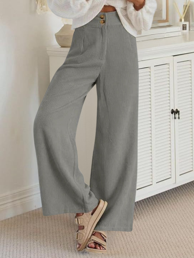Women's  Elastic Waist H-Line Wide Leg Pants Daily Going Out Pants Apricot Casual Split Joint Plain Spring/Fall Pants