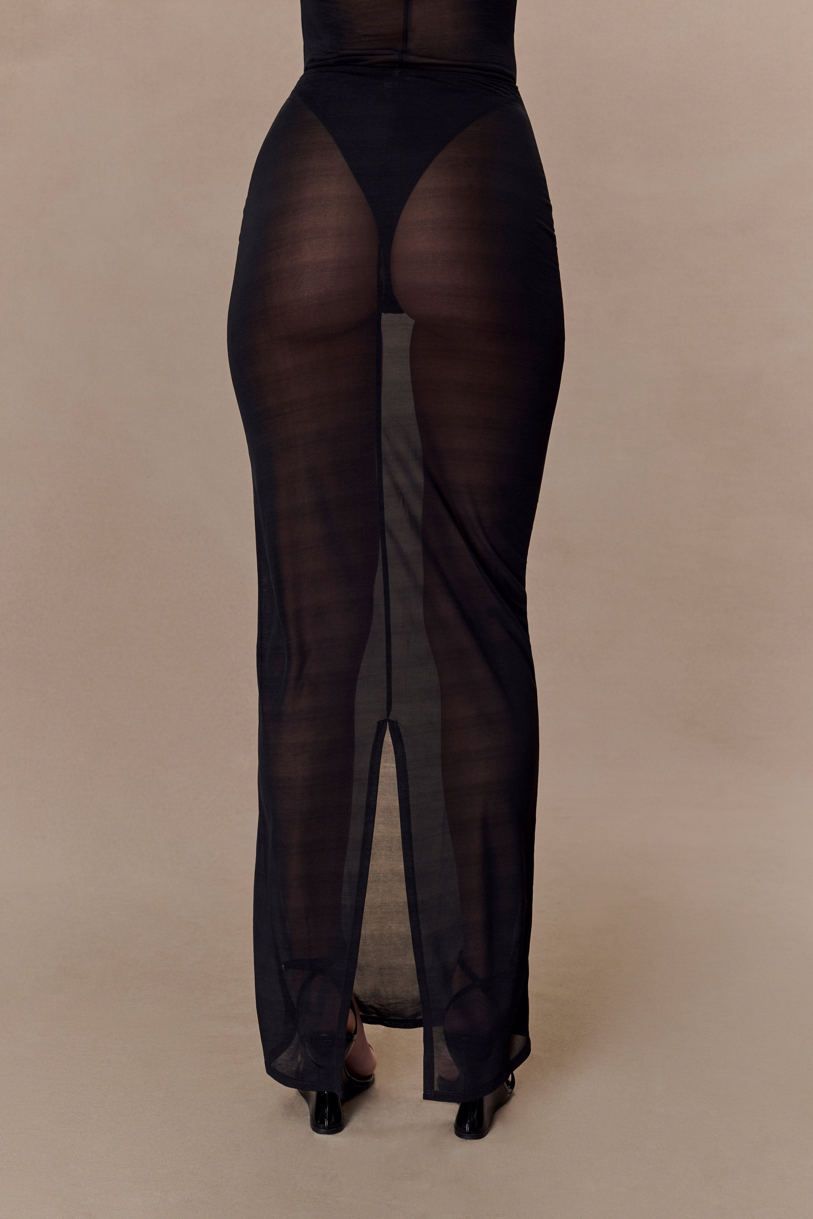 Black Mesh Maxi Skirt