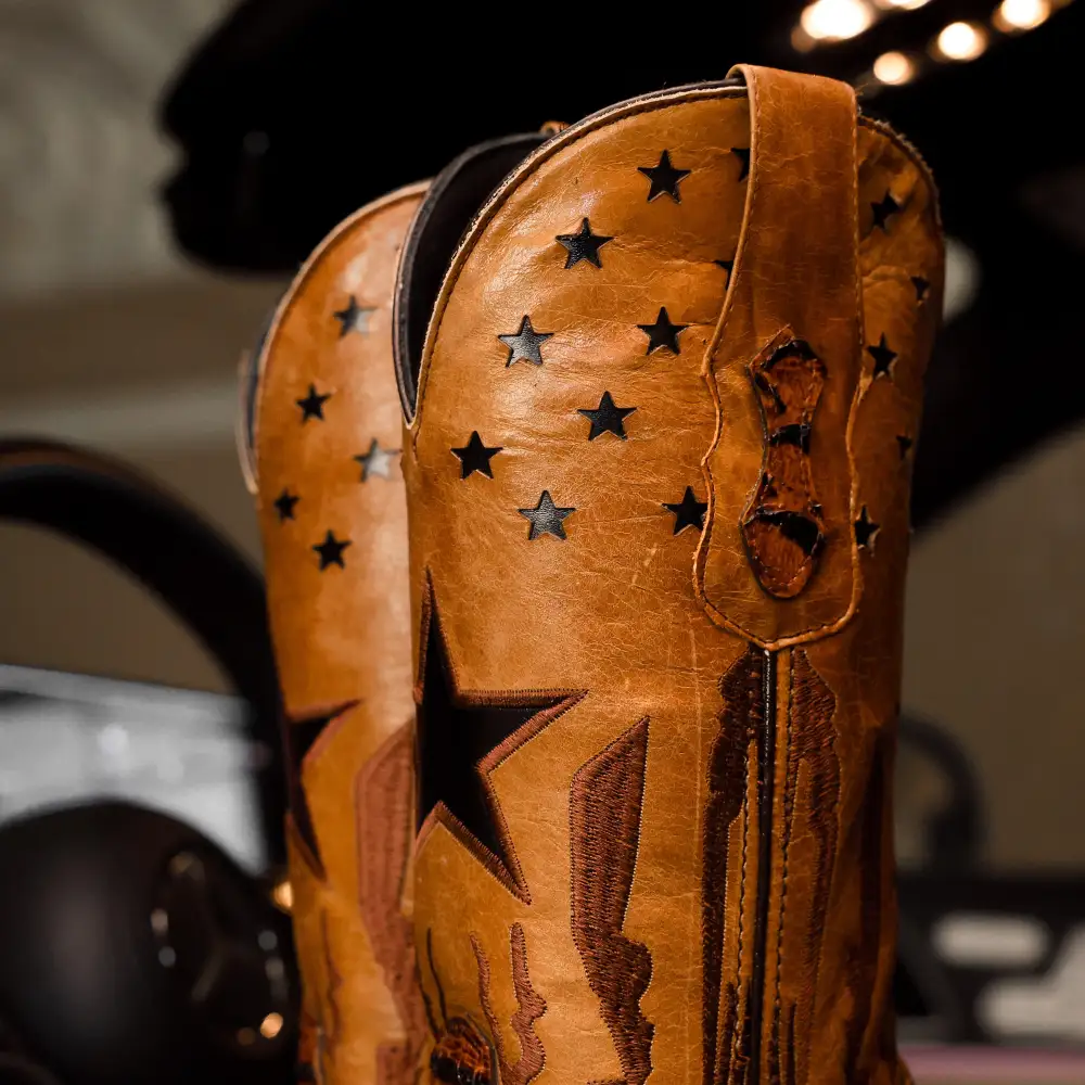 Honey Cognac Python Leather Boots - Square Toe