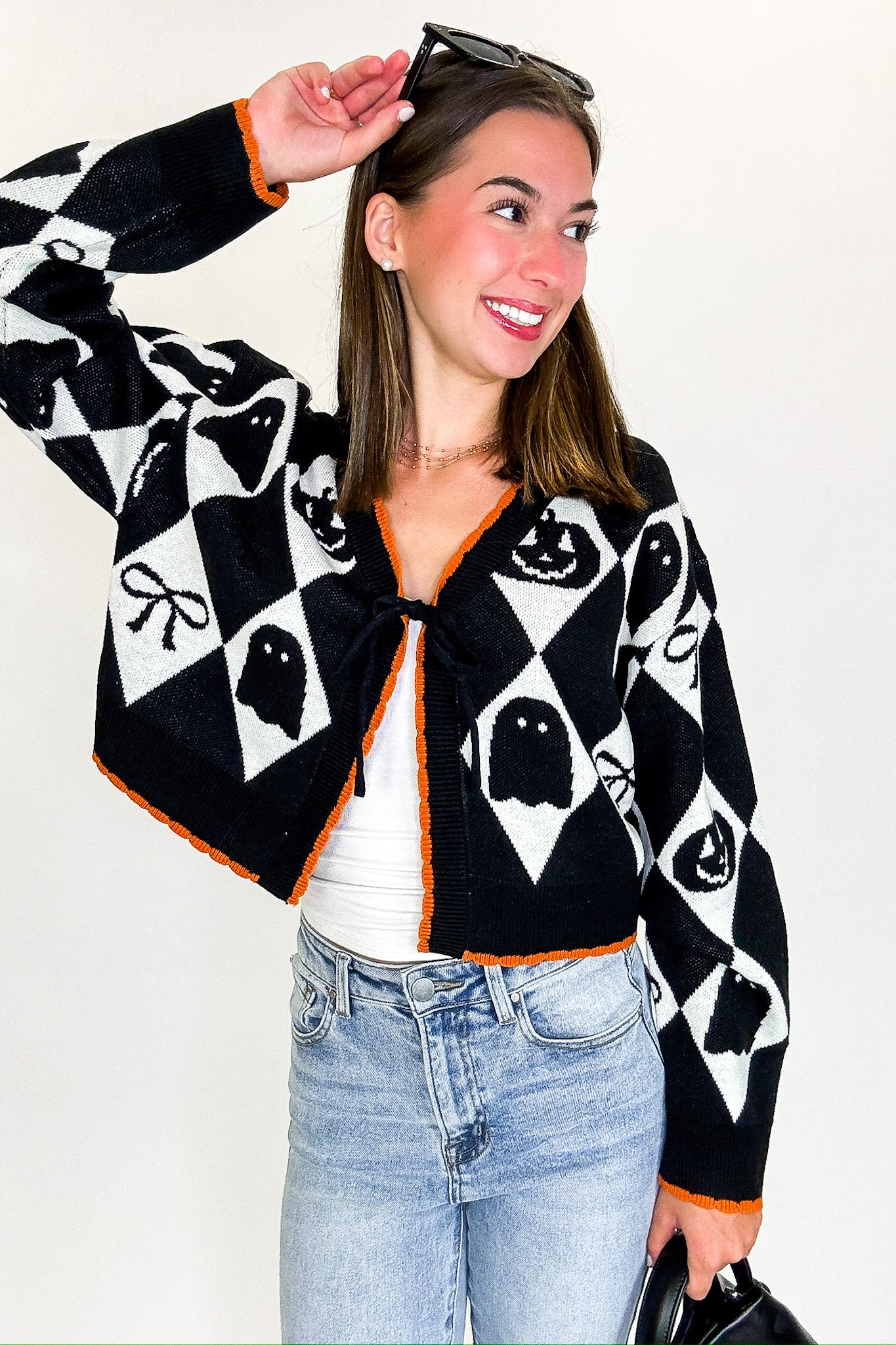 Ghoul Grid Argyle Knit Cardigan - FINAL SALE