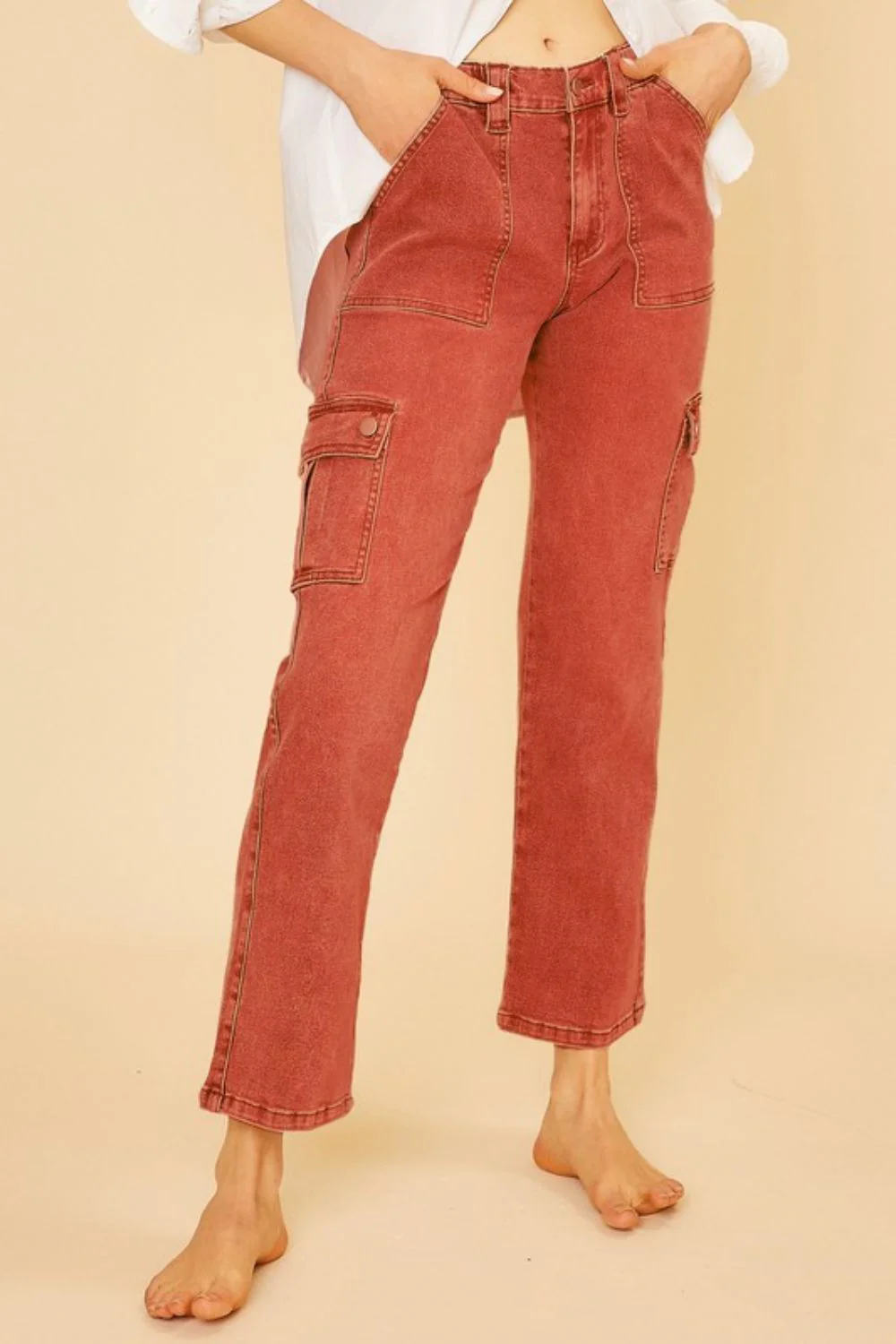 Wear Straight Leg Jeans with Cargo Pockets