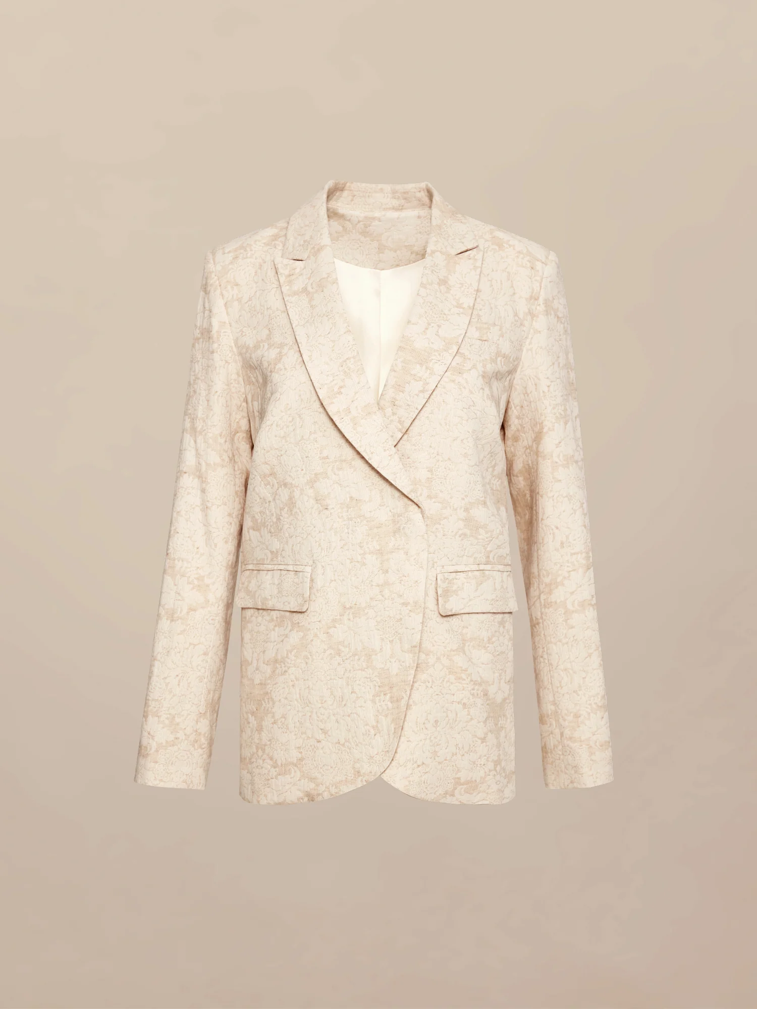 Cotton & Linen Long Sleeve Jacquard Blazer