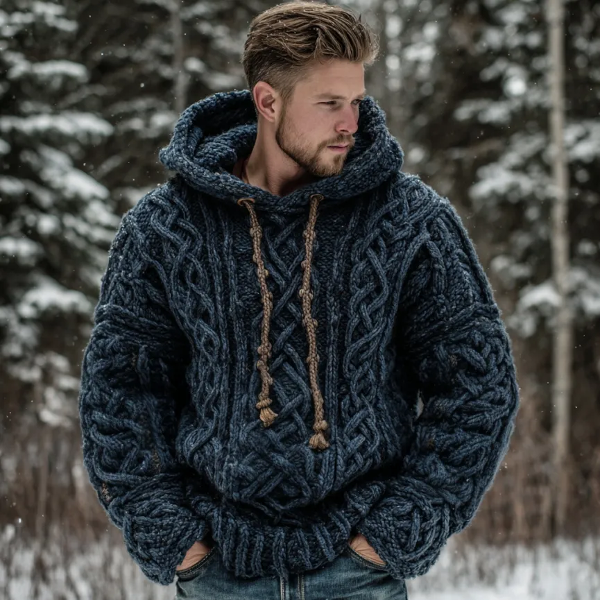 Men's Viking Celtic Knot Art Cozy Warm Hooded Sweater
