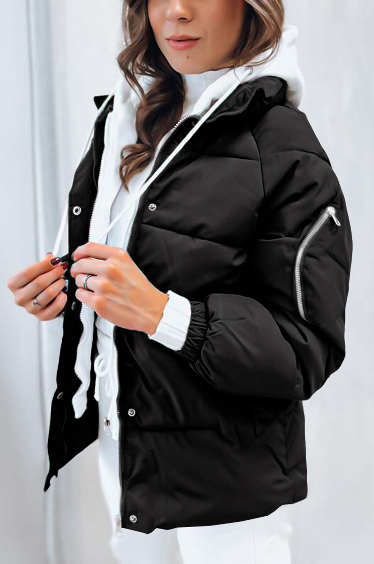 Women's Solid Color Patchwork Knitted Hooded Jacket
