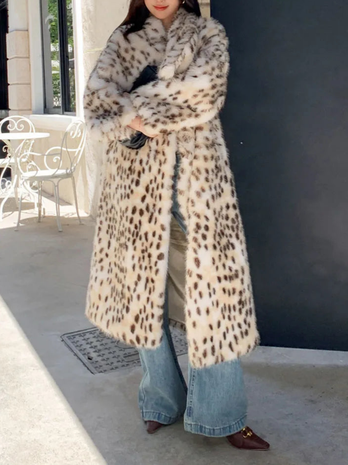 Women's Warm Luxury Leopard Faux Fur Coat