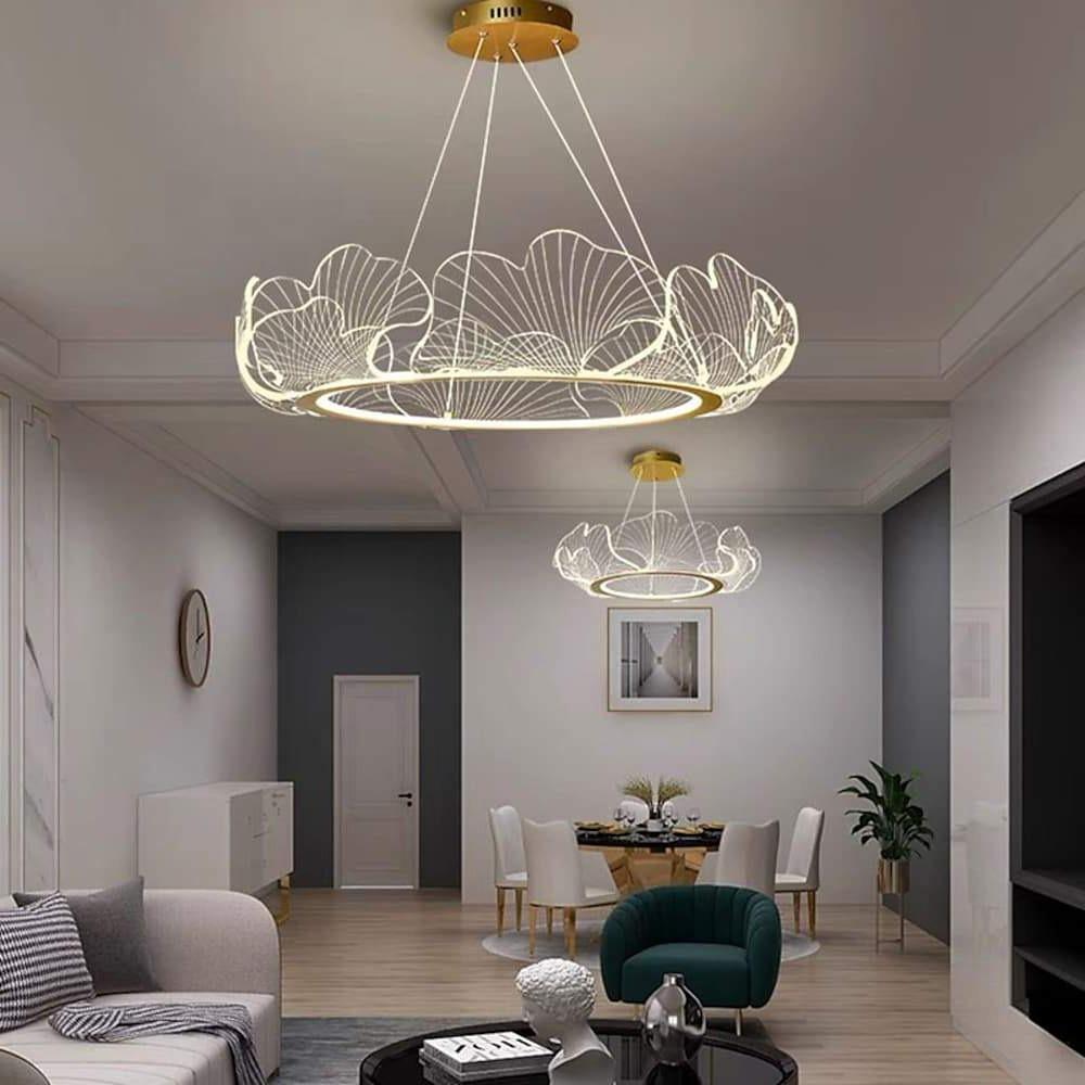 Decorous Leaf Shaped Design Office Chandelier Metal Acrylic Ceiling Light