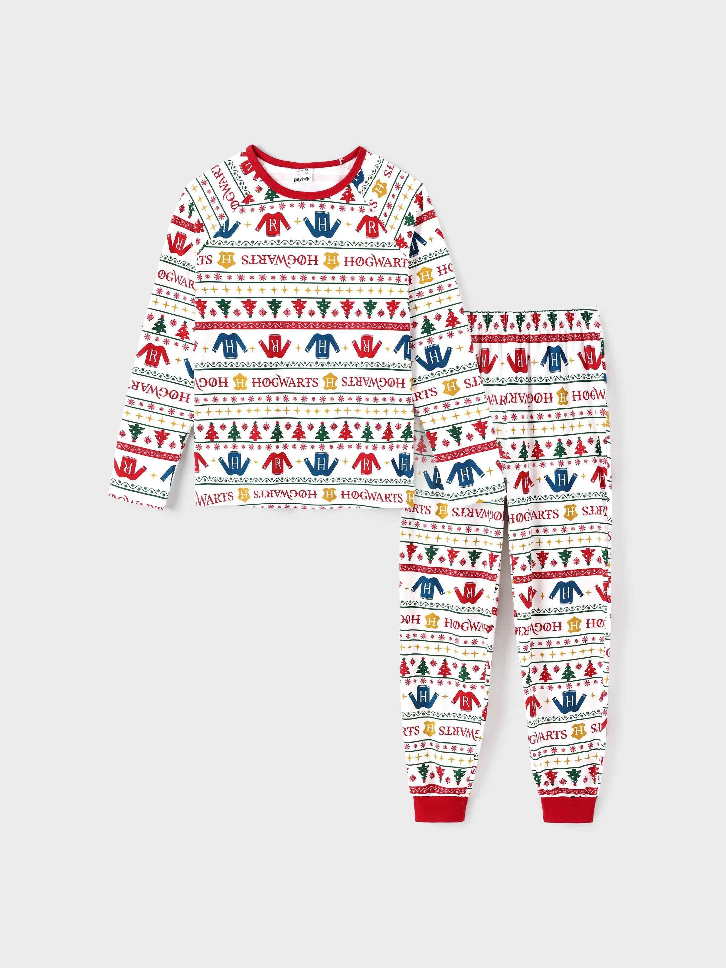 Christmas Matching Family Organic Cotton Snug-fitting Pajamas Sets with Socks White