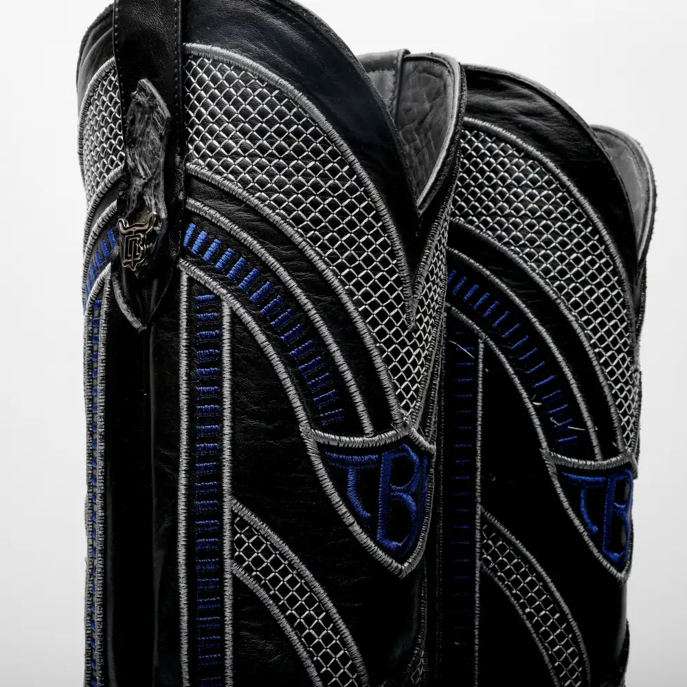 Grey Mini Pirarucu Leather Boots - Square Toe